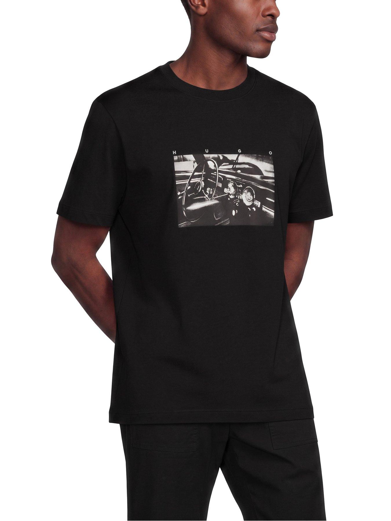 Image 1 of 5 of HUGO Dikems Car Interior Graphic Relaxed Fit T-Shirt - Black