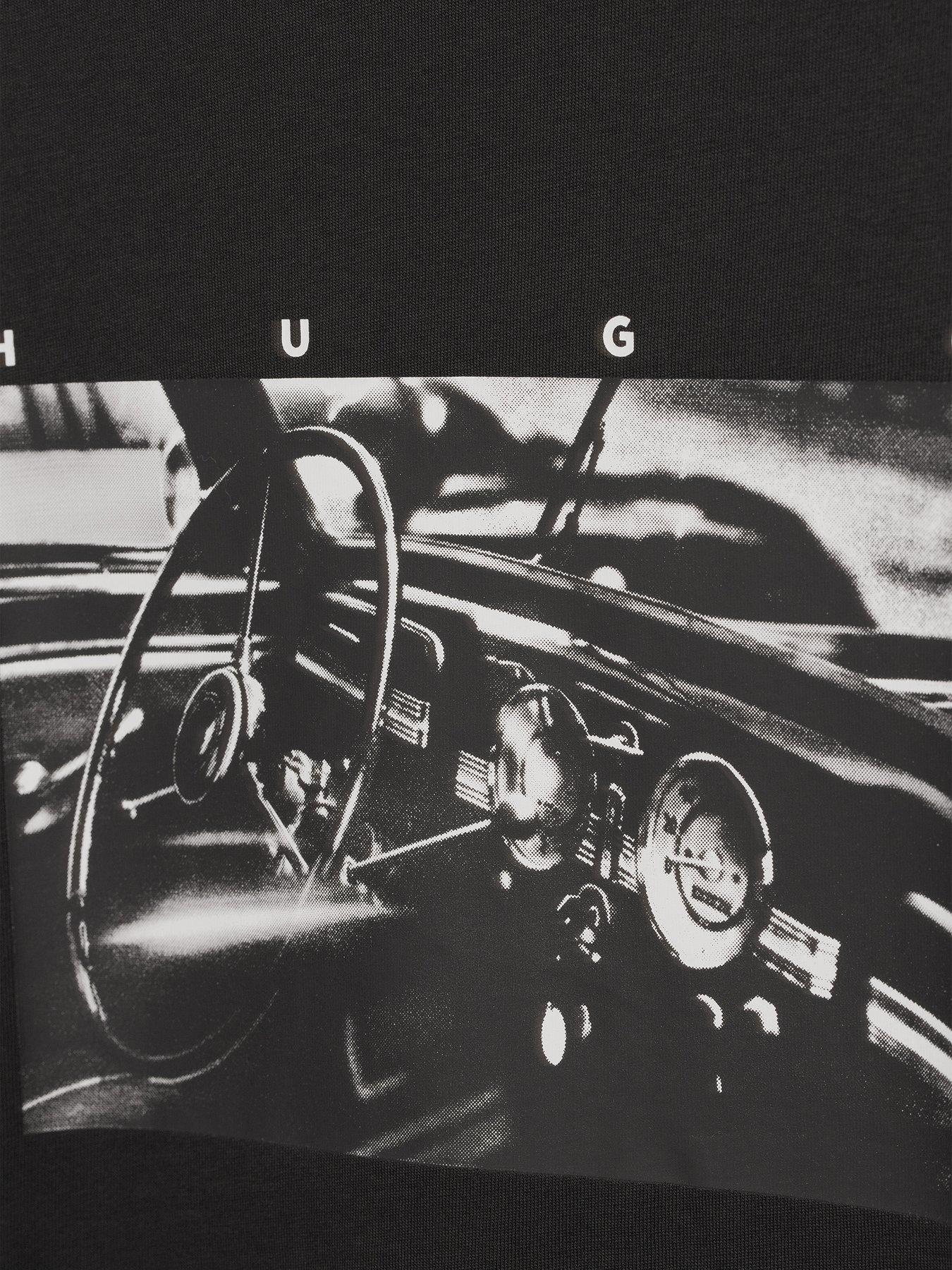 Image 4 of 5 of HUGO Dikems Car Interior Graphic Relaxed Fit T-Shirt - Black
