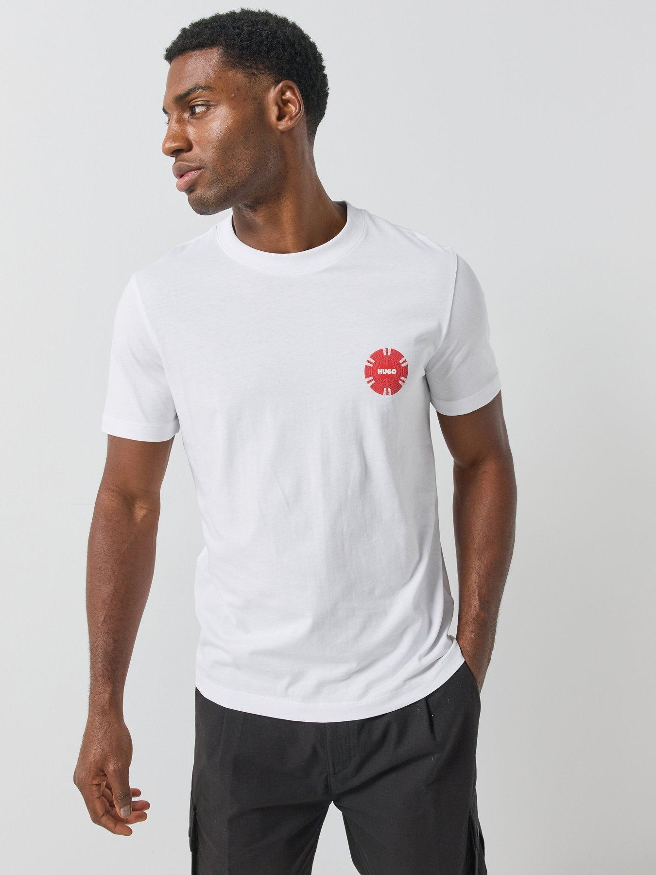 Image 1 of 5 of HUGO Dikems Laissez-Faire Graphic Relaxed Fit T-Shirt - White
