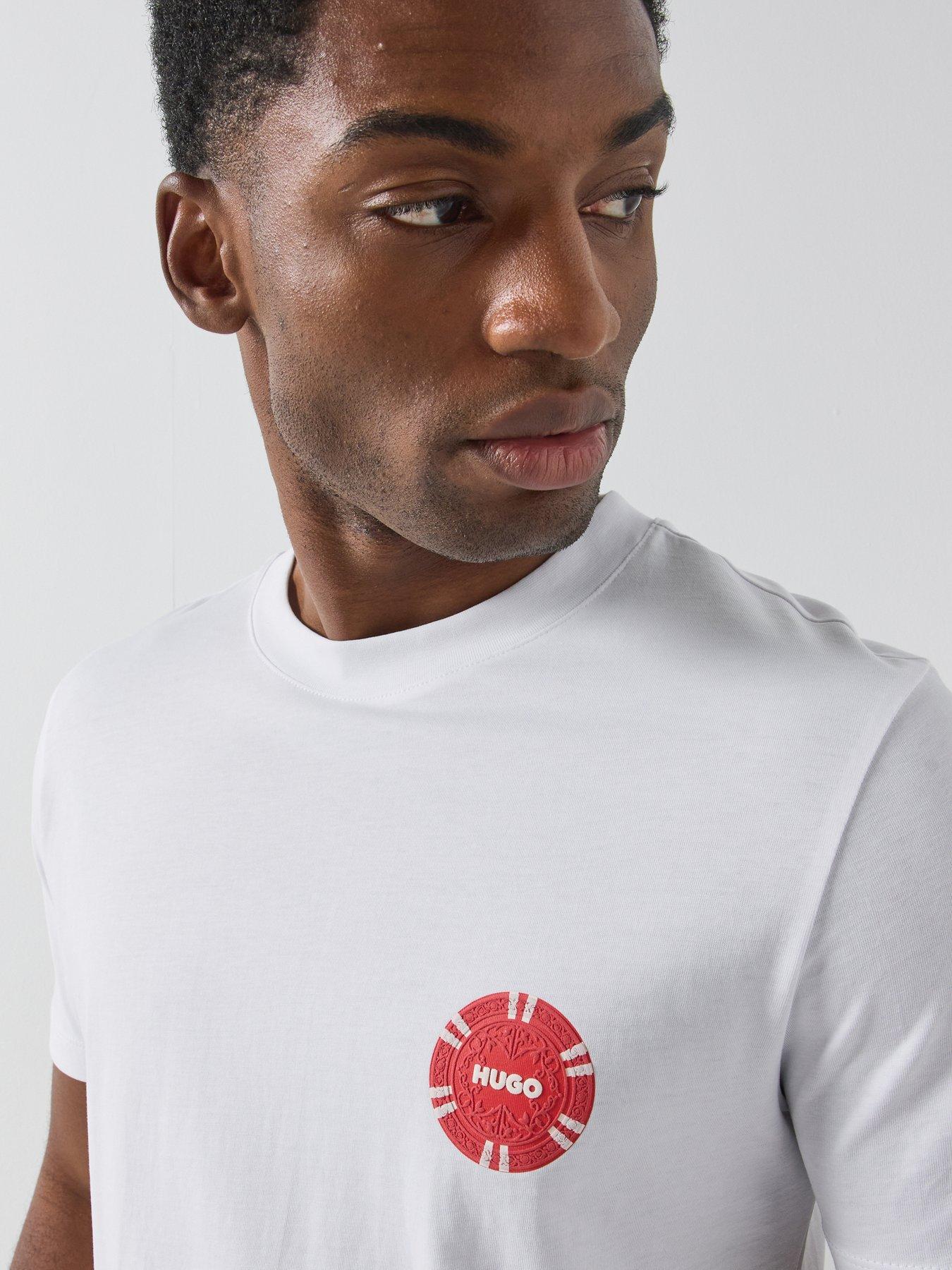 Image 4 of 5 of HUGO Dikems Laissez-Faire Graphic Relaxed Fit T-Shirt - White