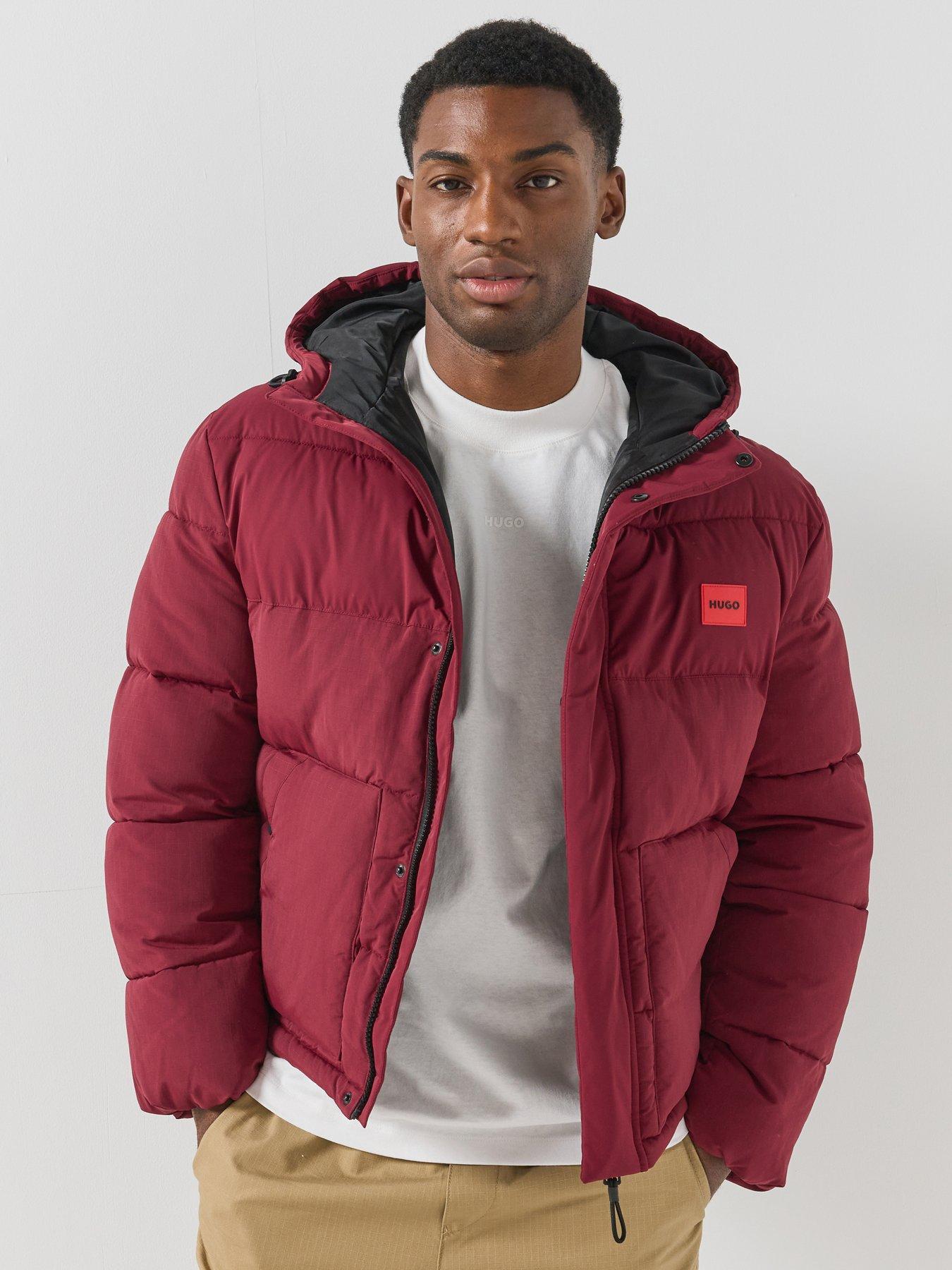 Image 1 of 6 of HUGO Baro2642 Red Patch Padded Jacket - Burgundy