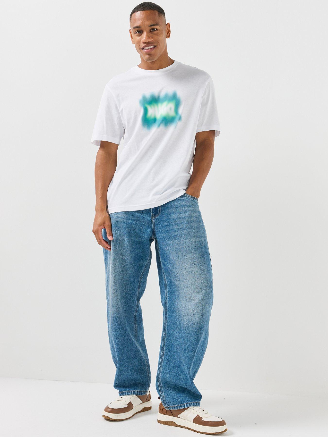 Image 3 of 6 of HUGO Mens Nuiden Regular Fit Logo Print T-Shirt - White