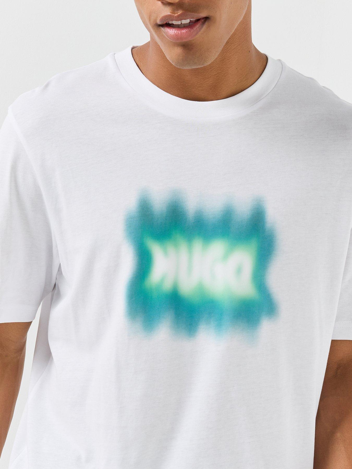 Image 4 of 6 of HUGO Mens Nuiden Regular Fit Logo Print T-Shirt - White