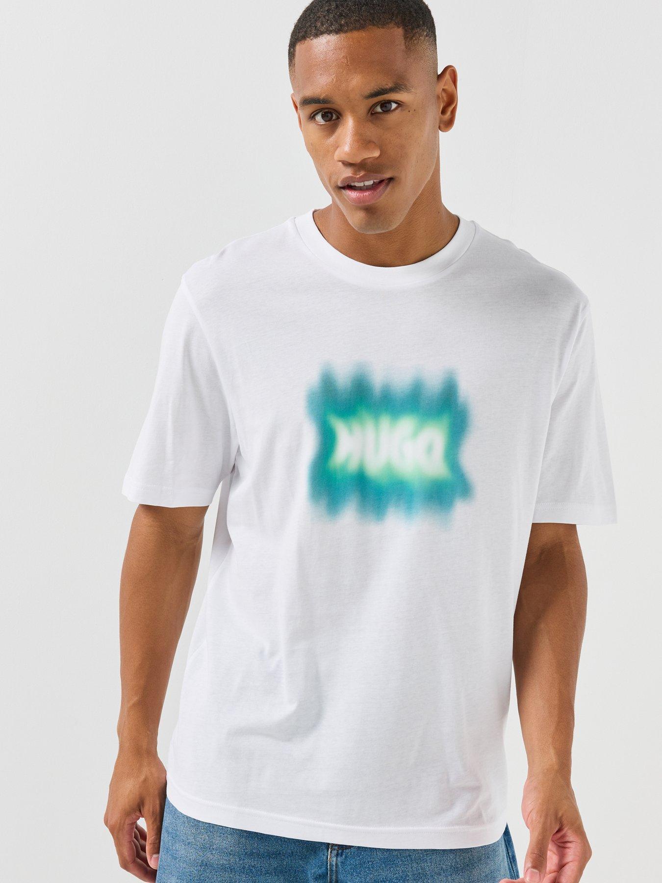 Image 5 of 6 of HUGO Mens Nuiden Regular Fit Logo Print T-Shirt - White