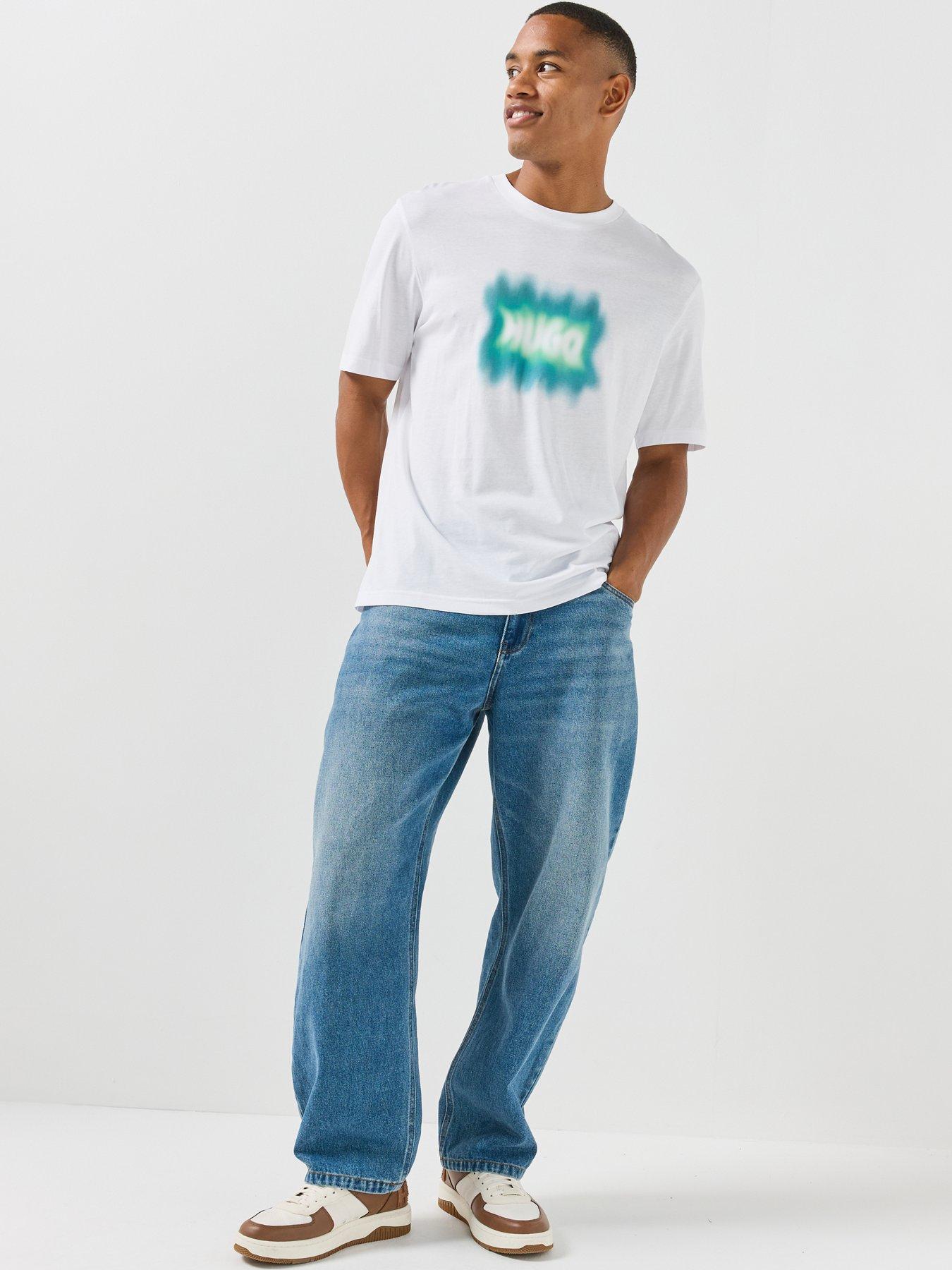 Image 6 of 6 of HUGO Mens Nuiden Regular Fit Logo Print T-Shirt - White