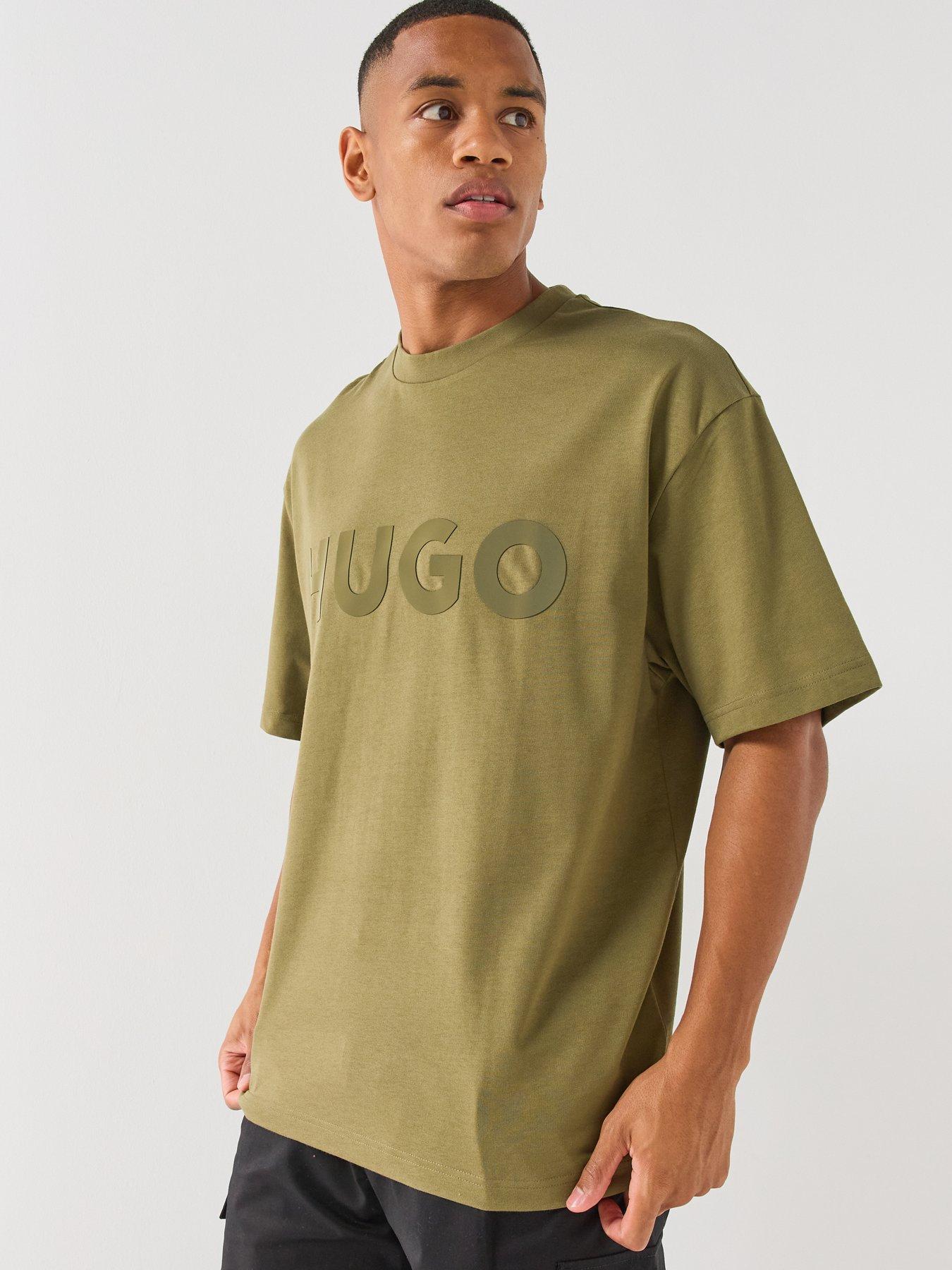 HUGO Dinkee Tonal Logo Oversize Fit T-Shirt - Green