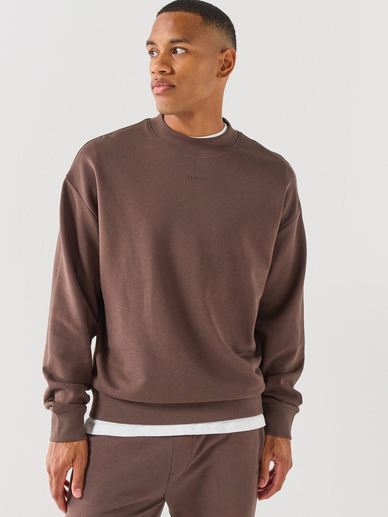 HUGO Dapocrew Centre Logo Relaxed Fit Crew Sweatshirt - Brown