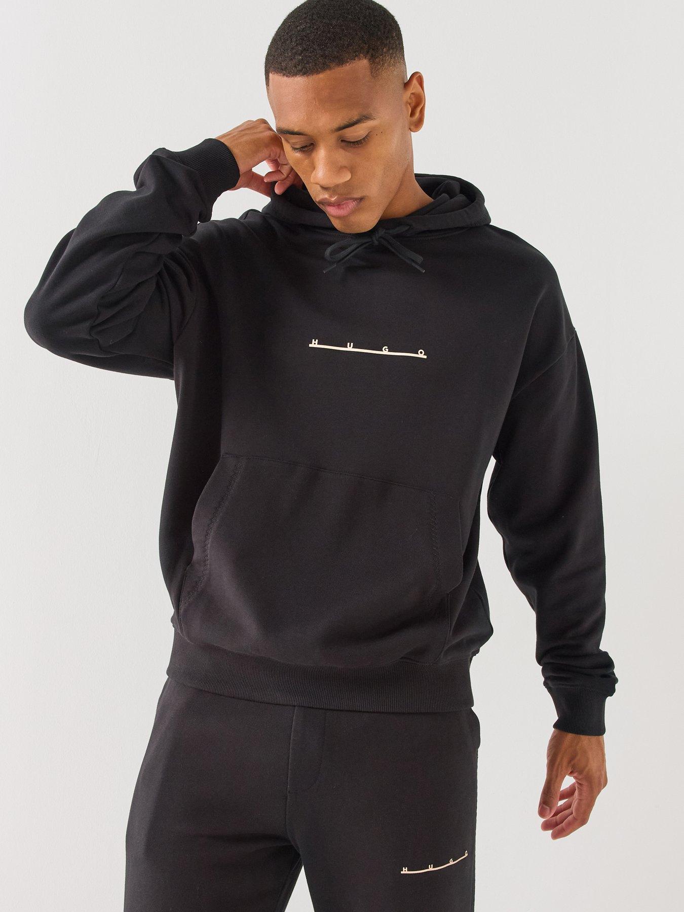 Image 1 of 6 of HUGO Datrihood Vintage Car Linear Logo Overhead Hoodie - Black
