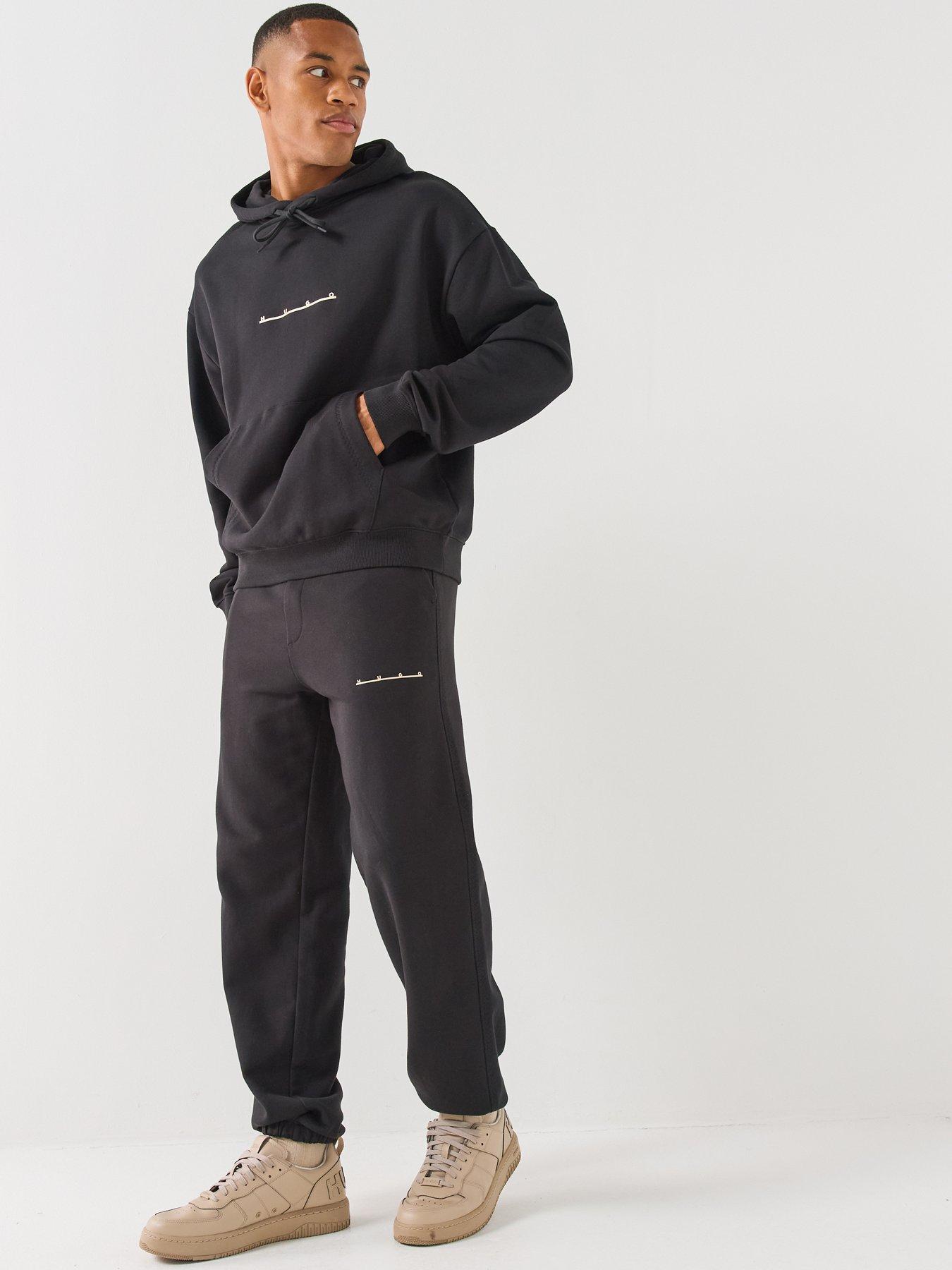 Image 3 of 6 of HUGO Datrihood Vintage Car Linear Logo Overhead Hoodie - Black