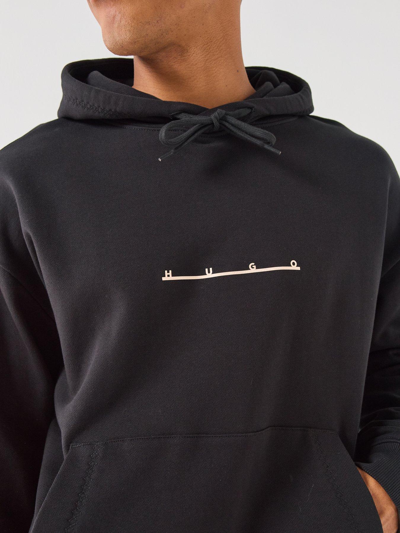Image 5 of 6 of HUGO Datrihood Vintage Car Linear Logo Overhead Hoodie - Black