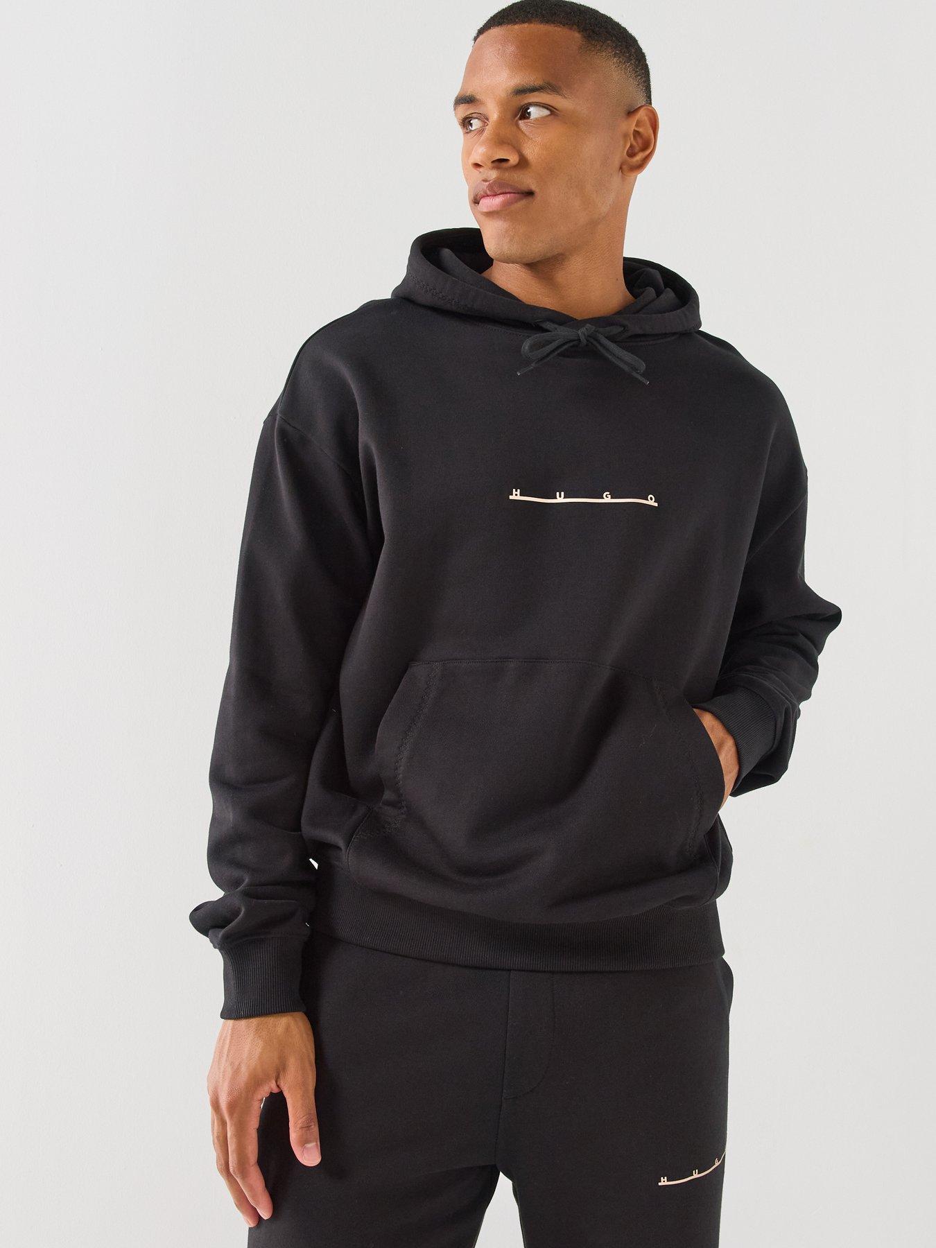 Image 6 of 6 of HUGO Datrihood Vintage Car Linear Logo Overhead Hoodie - Black