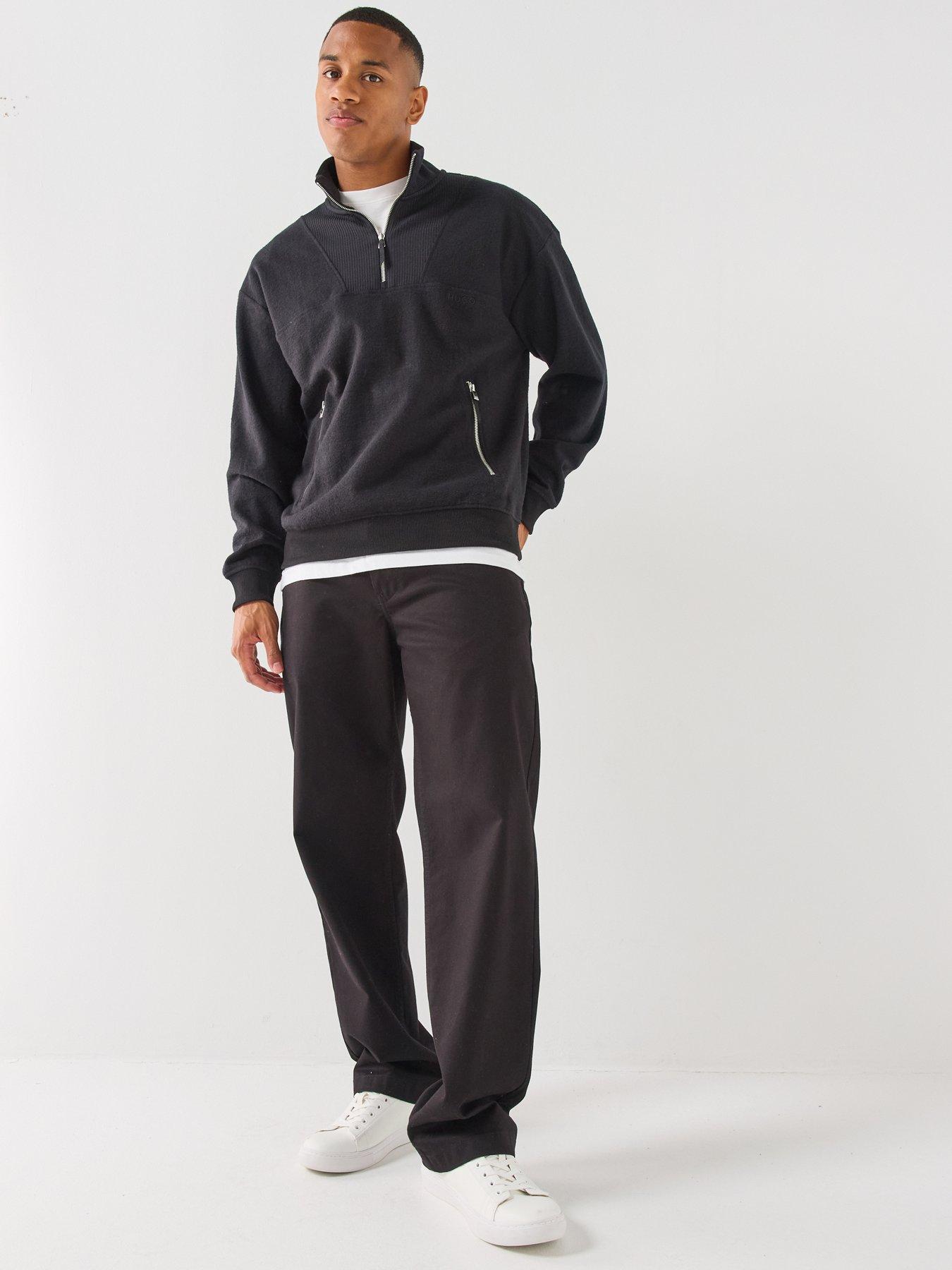 Image 3 of 6 of HUGO Derenzip Alpine Relaxed Fit Quarter Zip Sweatshirt - Black