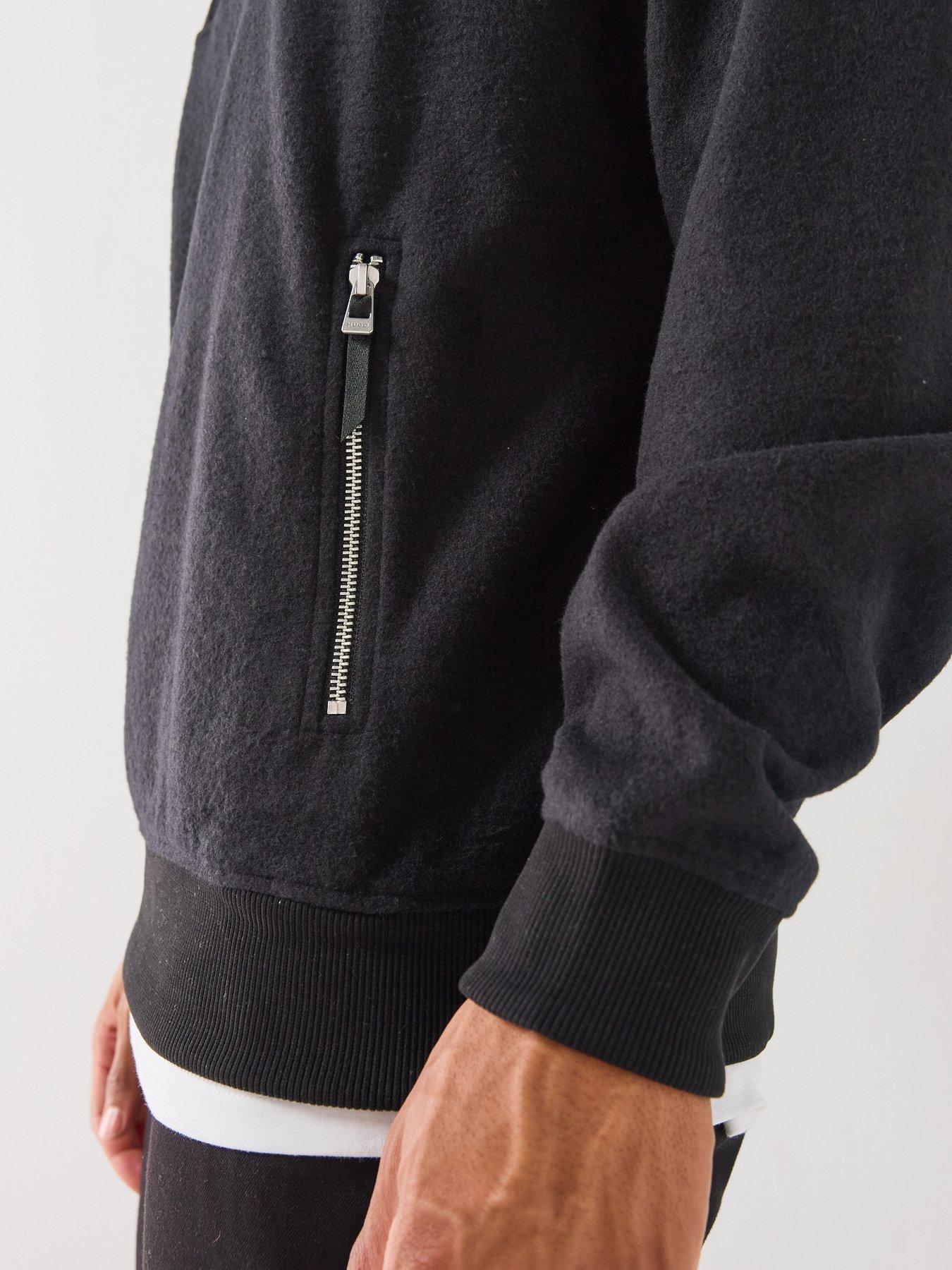 Image 5 of 6 of HUGO Derenzip Alpine Relaxed Fit Quarter Zip Sweatshirt - Black