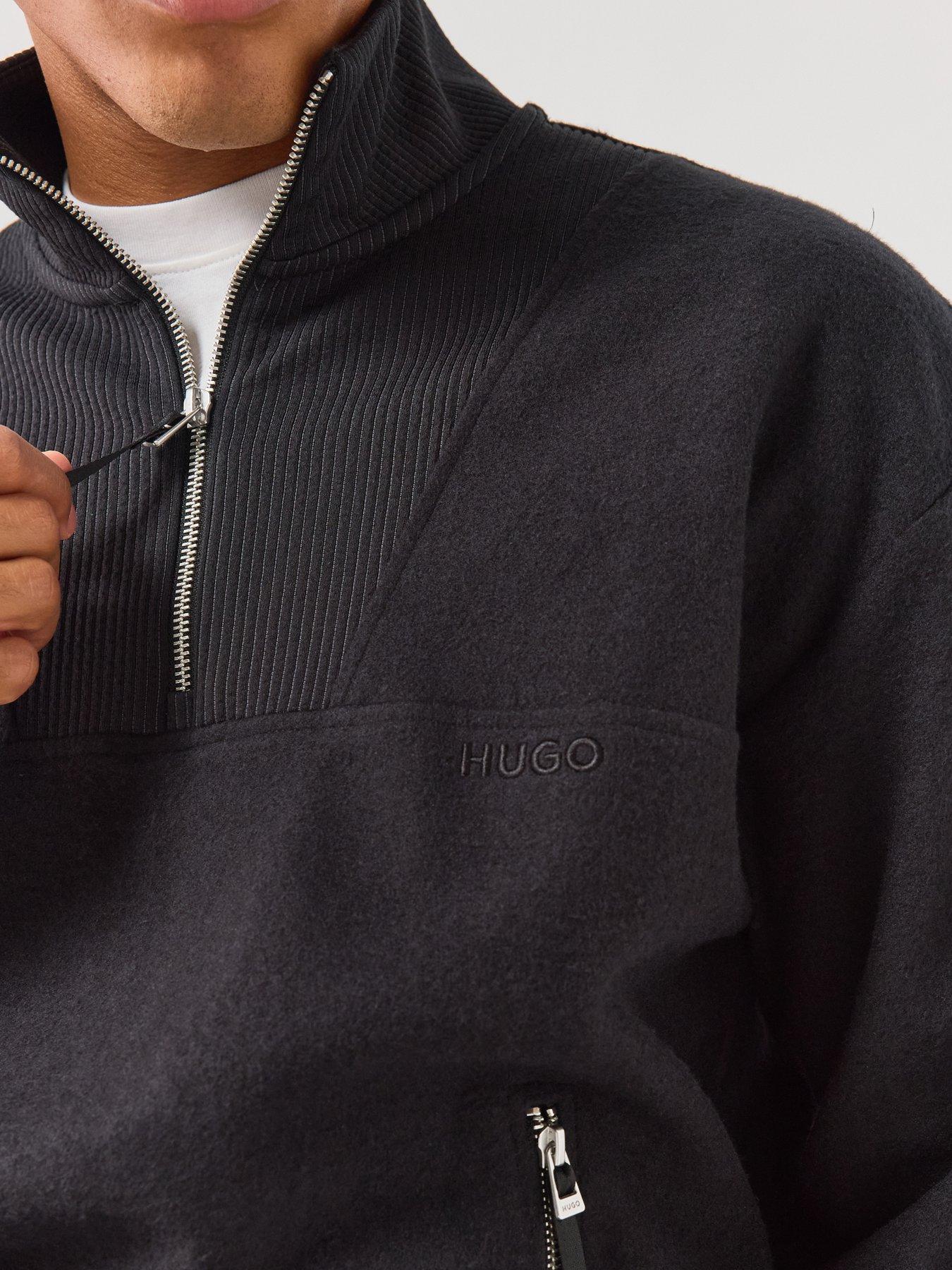 Image 6 of 6 of HUGO Derenzip Alpine Relaxed Fit Quarter Zip Sweatshirt - Black