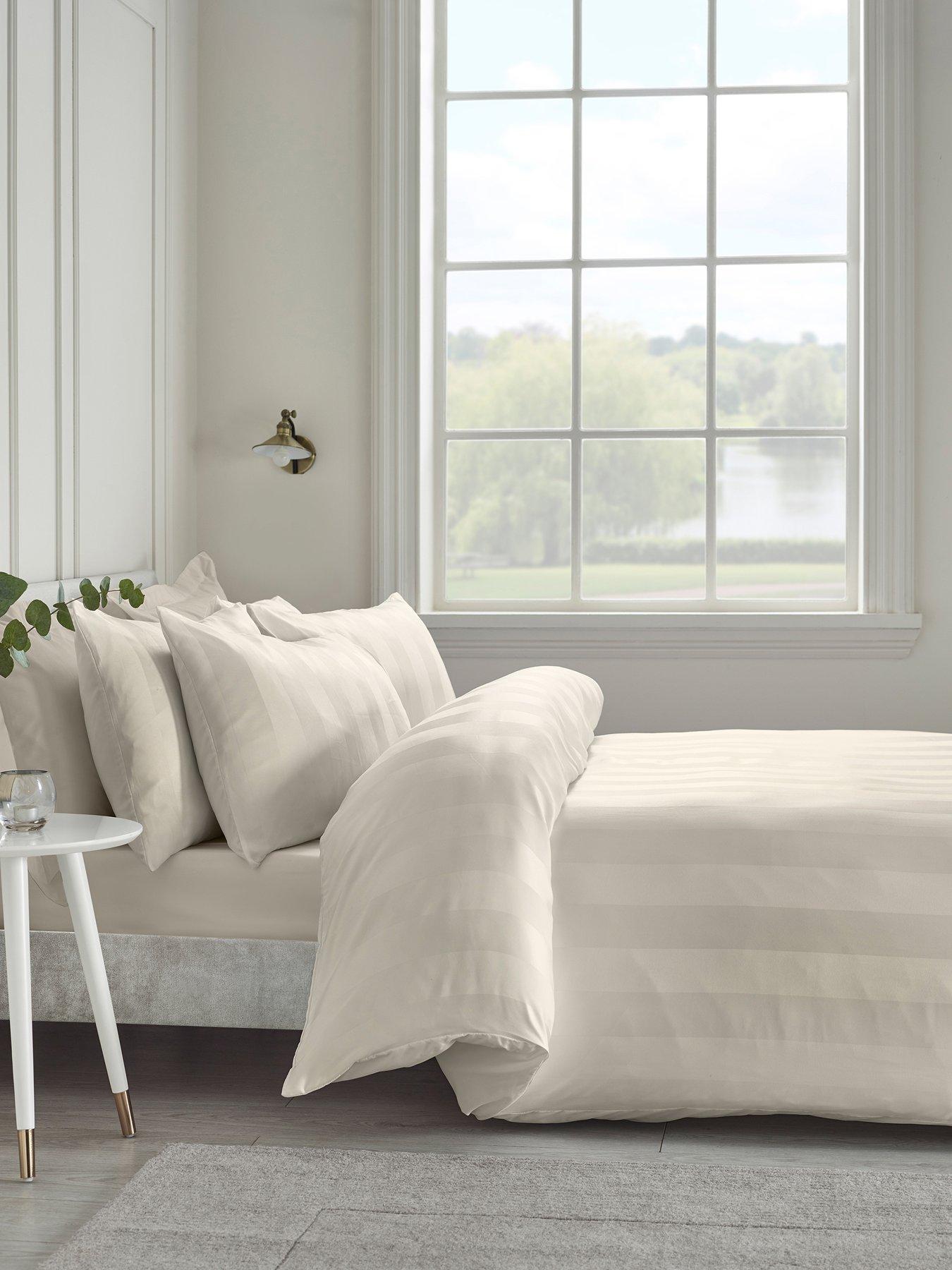 Catherine Lansfield So Soft Satin Stripe Duvet Set Cream