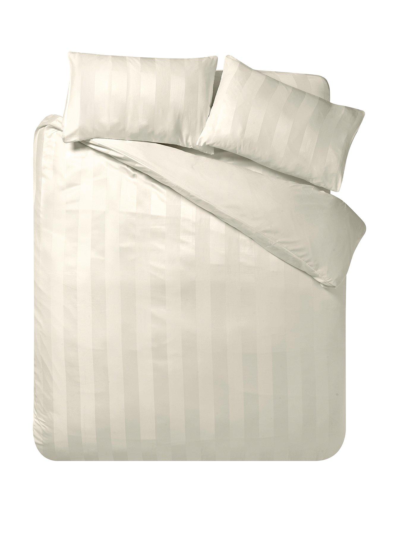 Image 2 of 4 of Catherine Lansfield So Soft Satin Stripe Duvet Set Cream