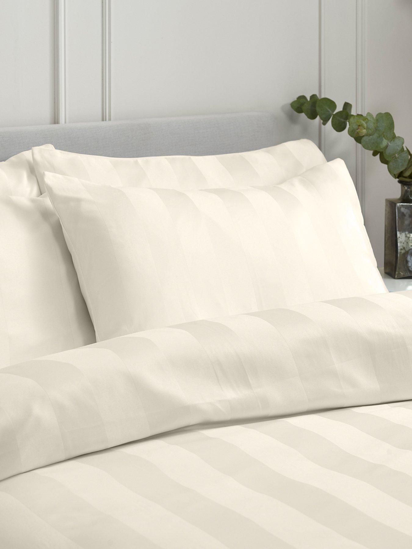 Image 4 of 4 of Catherine Lansfield So Soft Satin Stripe Duvet Set Cream