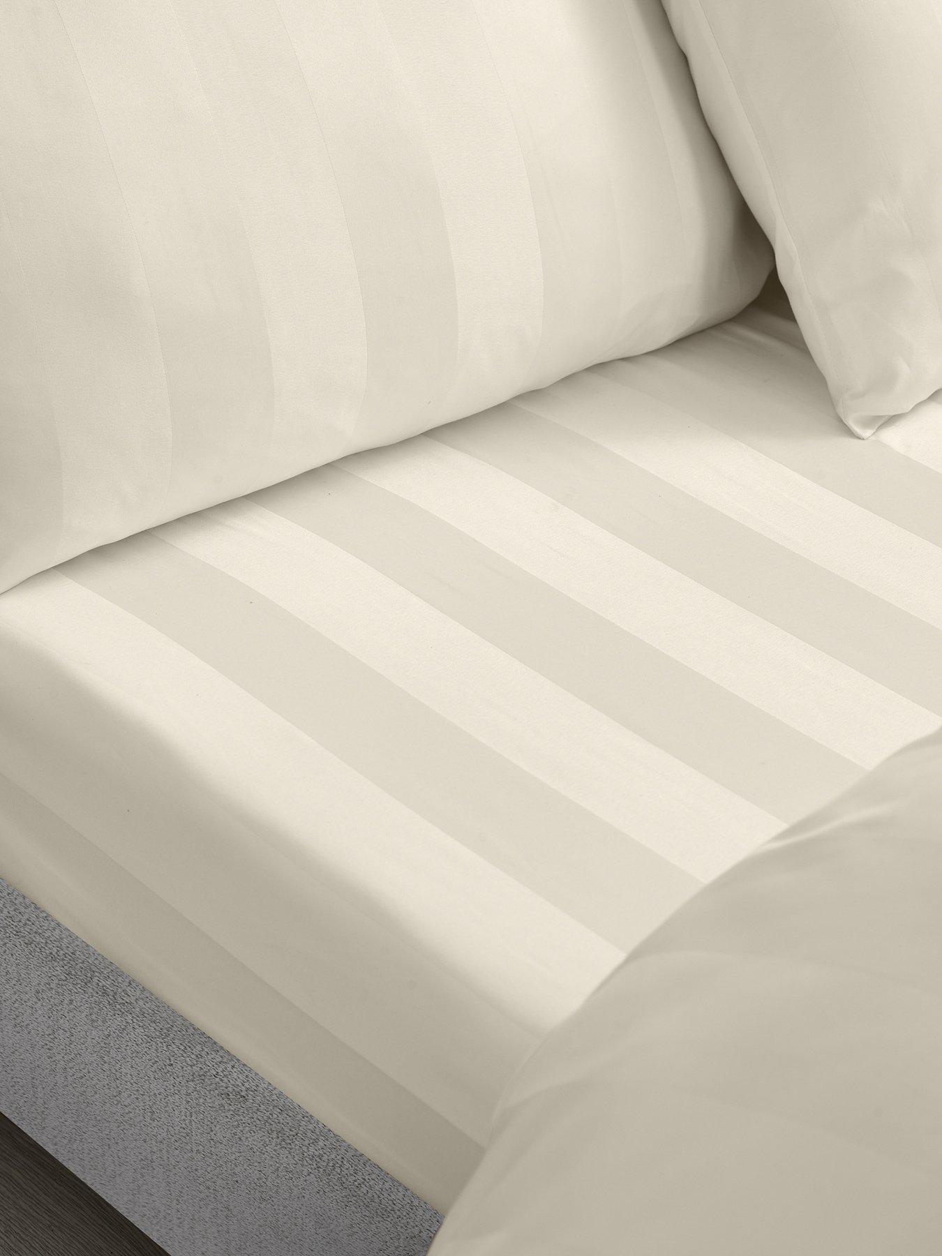 Catherine Lansfield So Soft Satin Stripe Fitted Sheet Cream