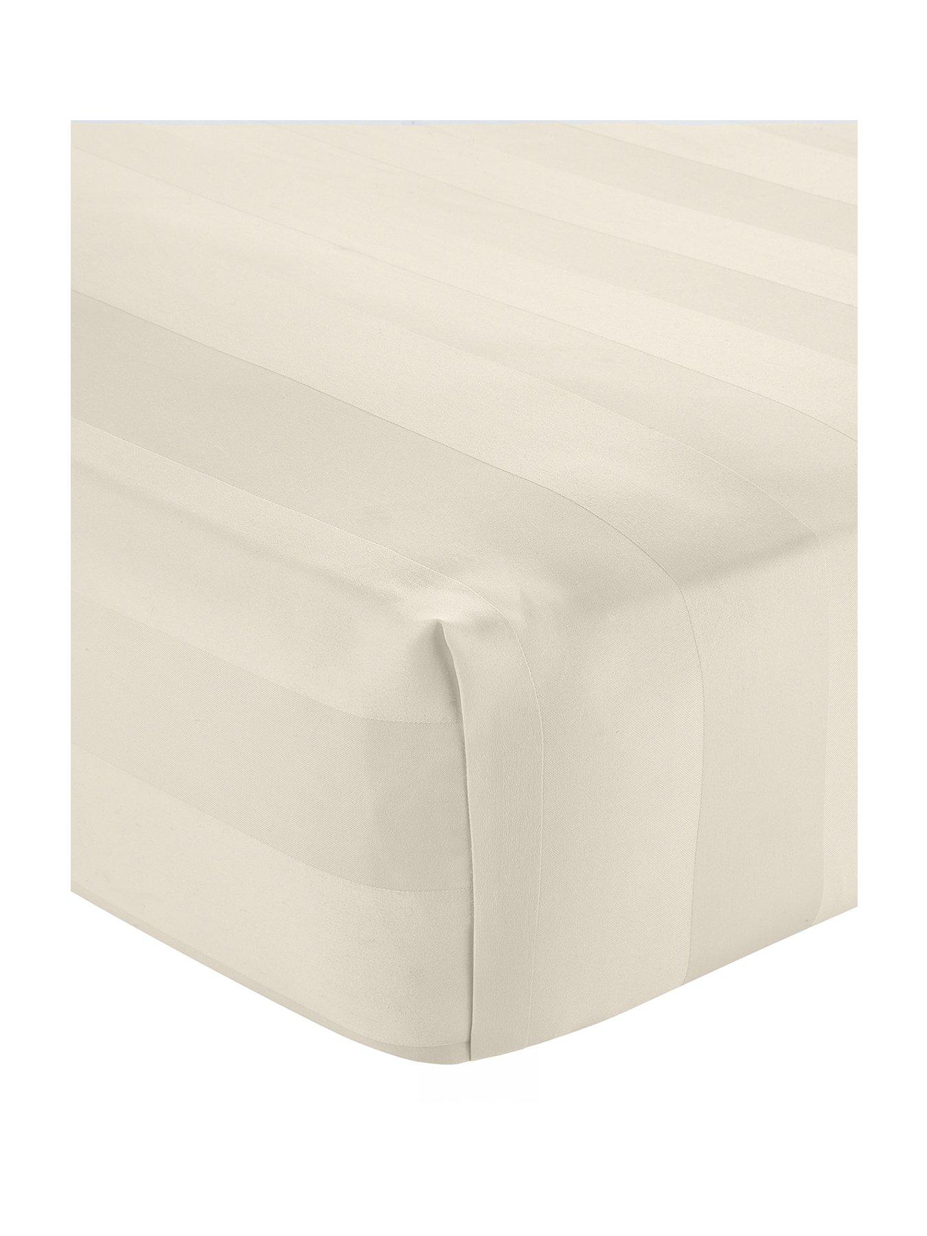 Image 2 of 3 of Catherine Lansfield So Soft Satin Stripe Fitted Sheet Cream