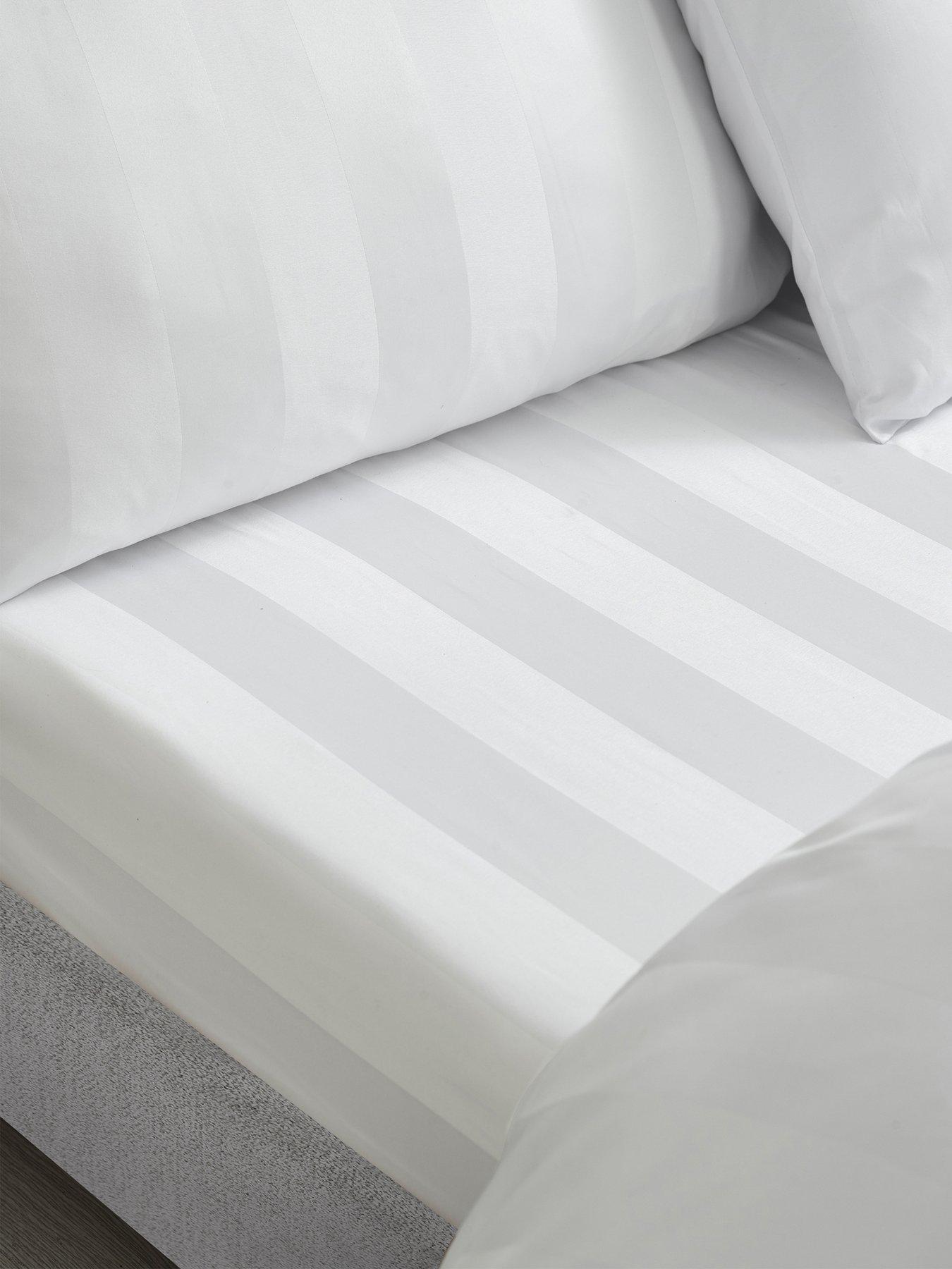 Catherine Lansfield So Soft Satin Stripe Fitted Sheet White