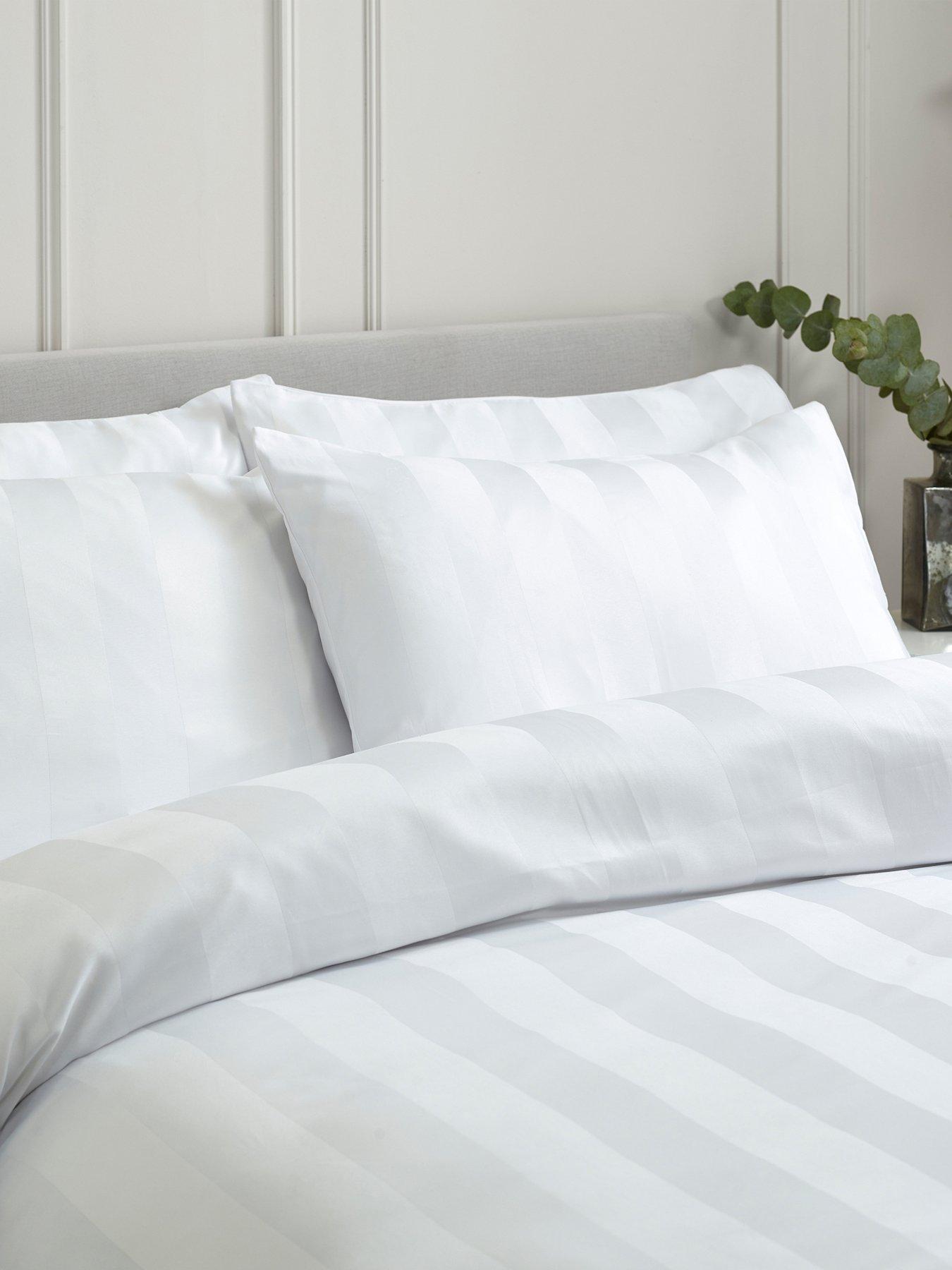 Image 1 of 3 of Catherine Lansfield So Soft Satin Stripe 4 Standard Pillowcase White