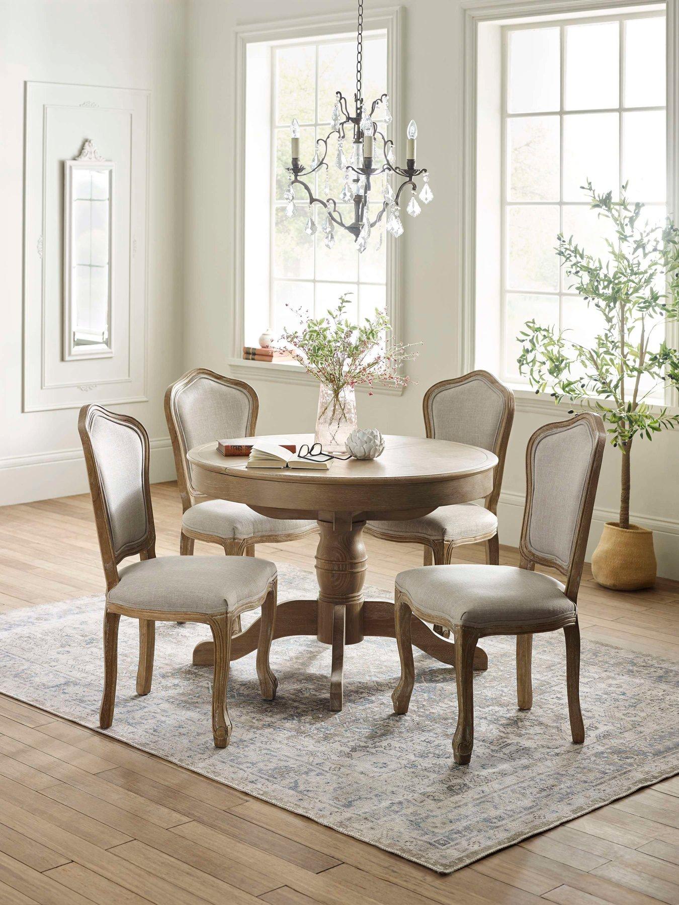 Julian Bowen Camille Round Table + 4 Upholstered Chairs