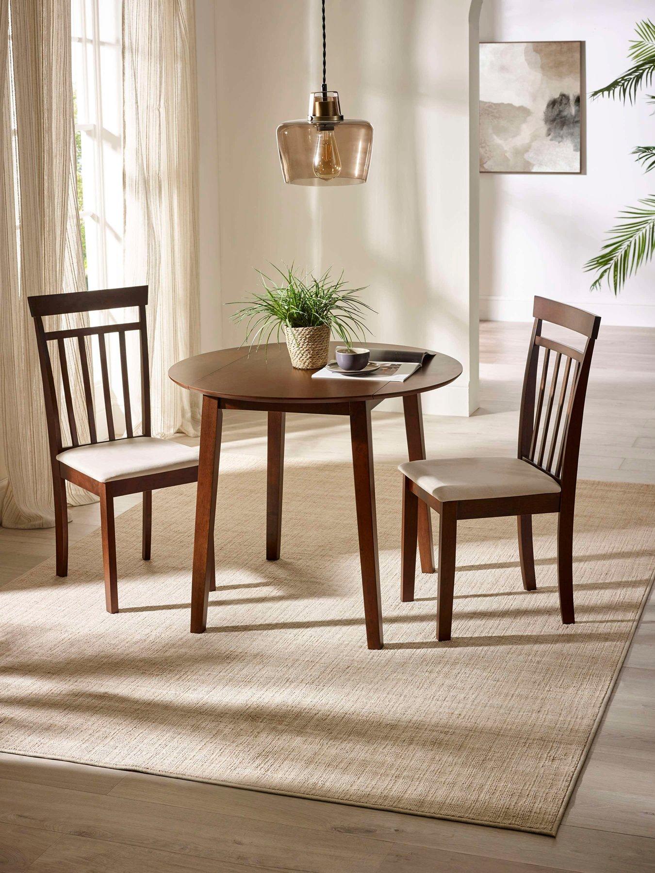 Julian Bowen Coast Walnut Round Dropleaf Table And 2 Chairs
