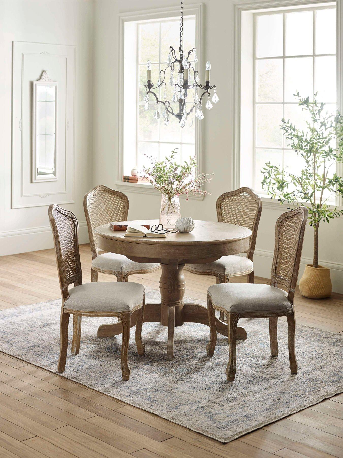 Julian Bowen Camille Round Table + 4 Rattan Chairs