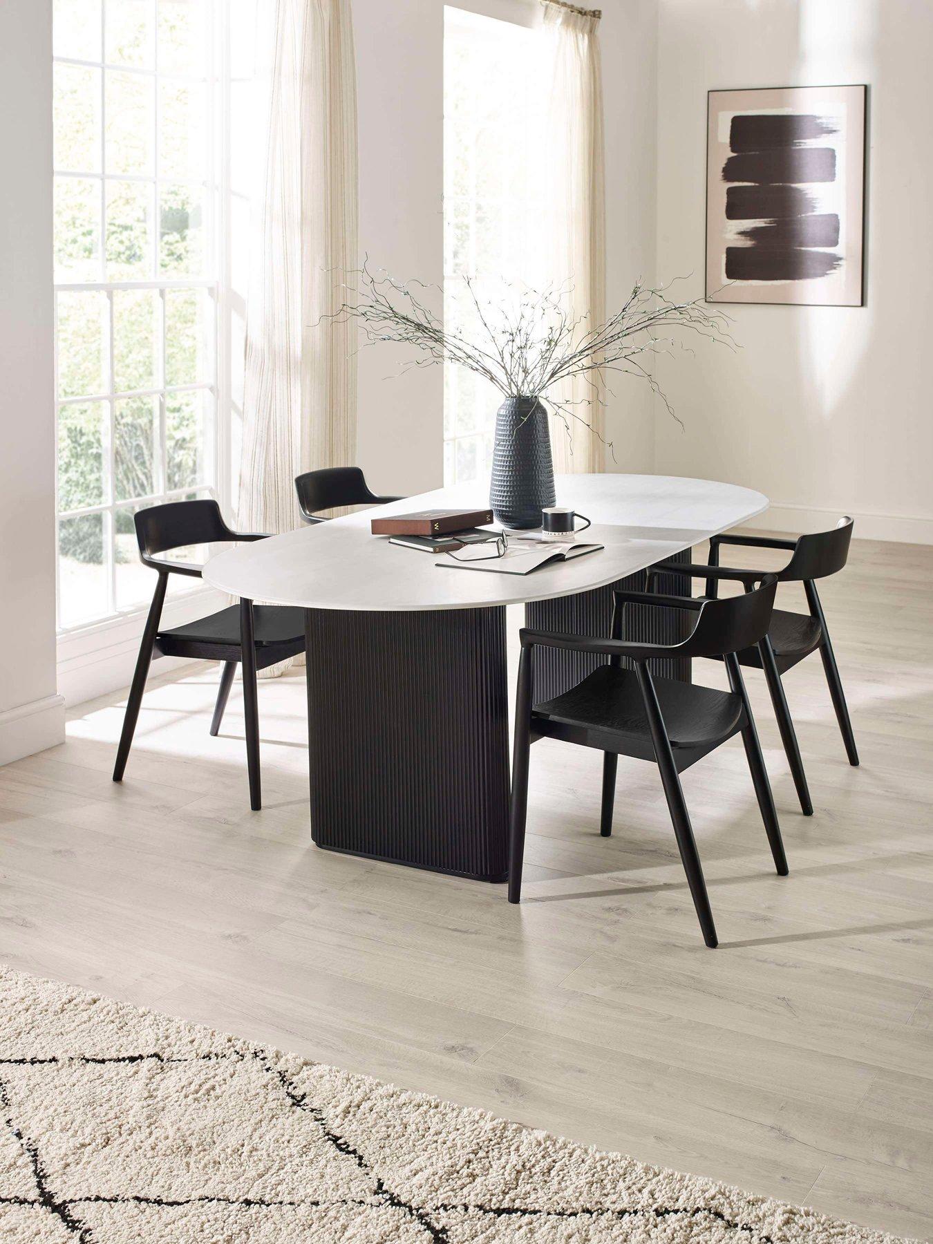 Julian Bowen Bolivia Table And 4 Franklin Black Chairs
