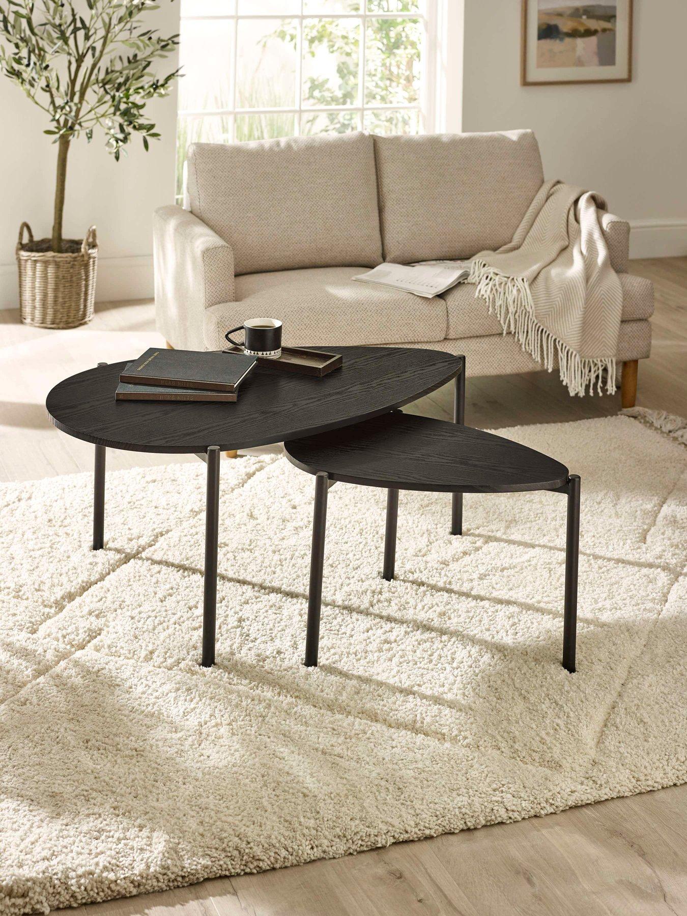 Julian Bowen Lorette Teardrop Nesting Coffee Tables - Black Ash