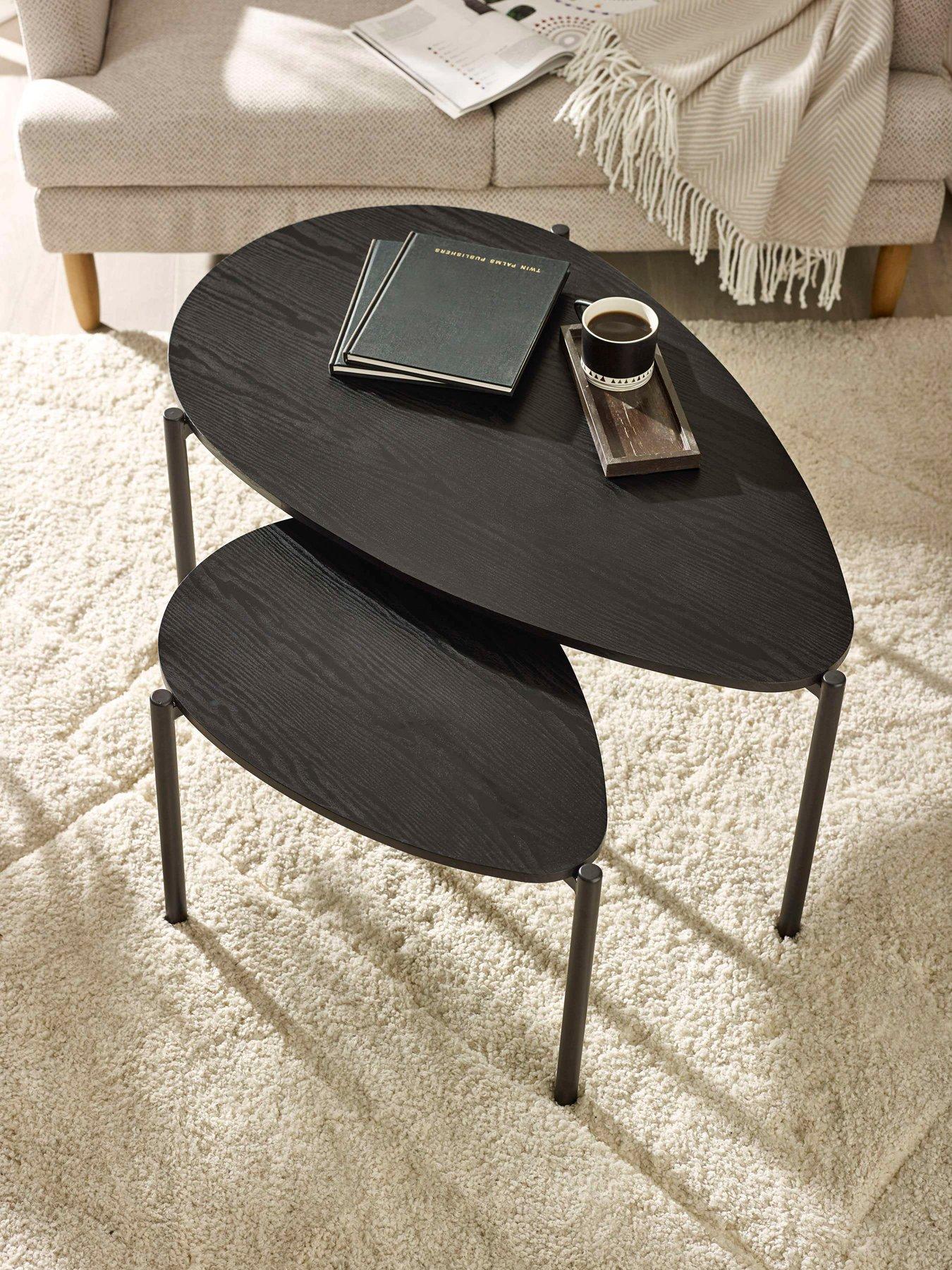 Image 3 of 6 of Julian Bowen Lorette Teardrop Nesting Coffee Tables - Black Ash