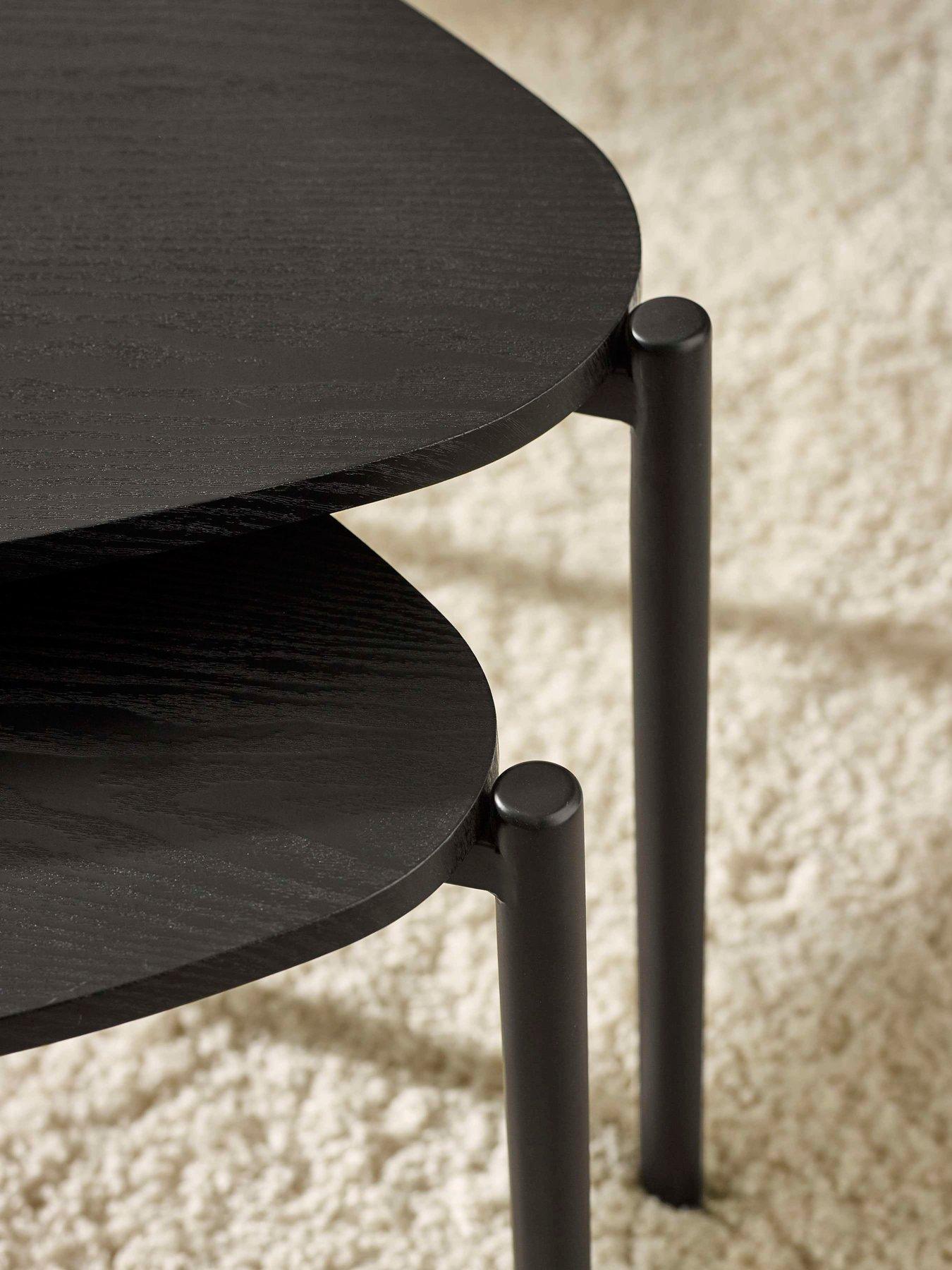 Image 4 of 6 of Julian Bowen Lorette Teardrop Nesting Coffee Tables - Black Ash