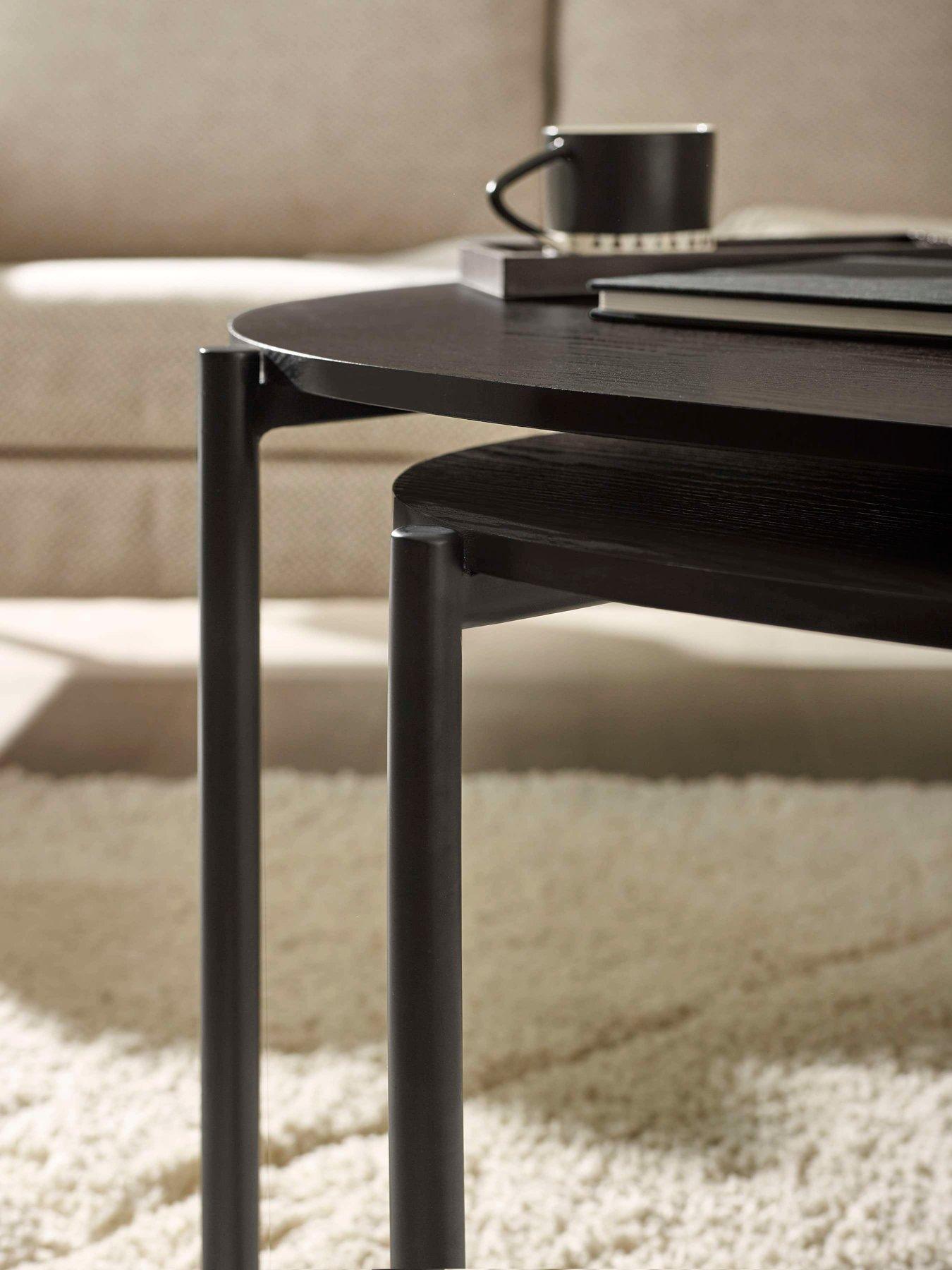 Image 5 of 6 of Julian Bowen Lorette Teardrop Nesting Coffee Tables - Black Ash