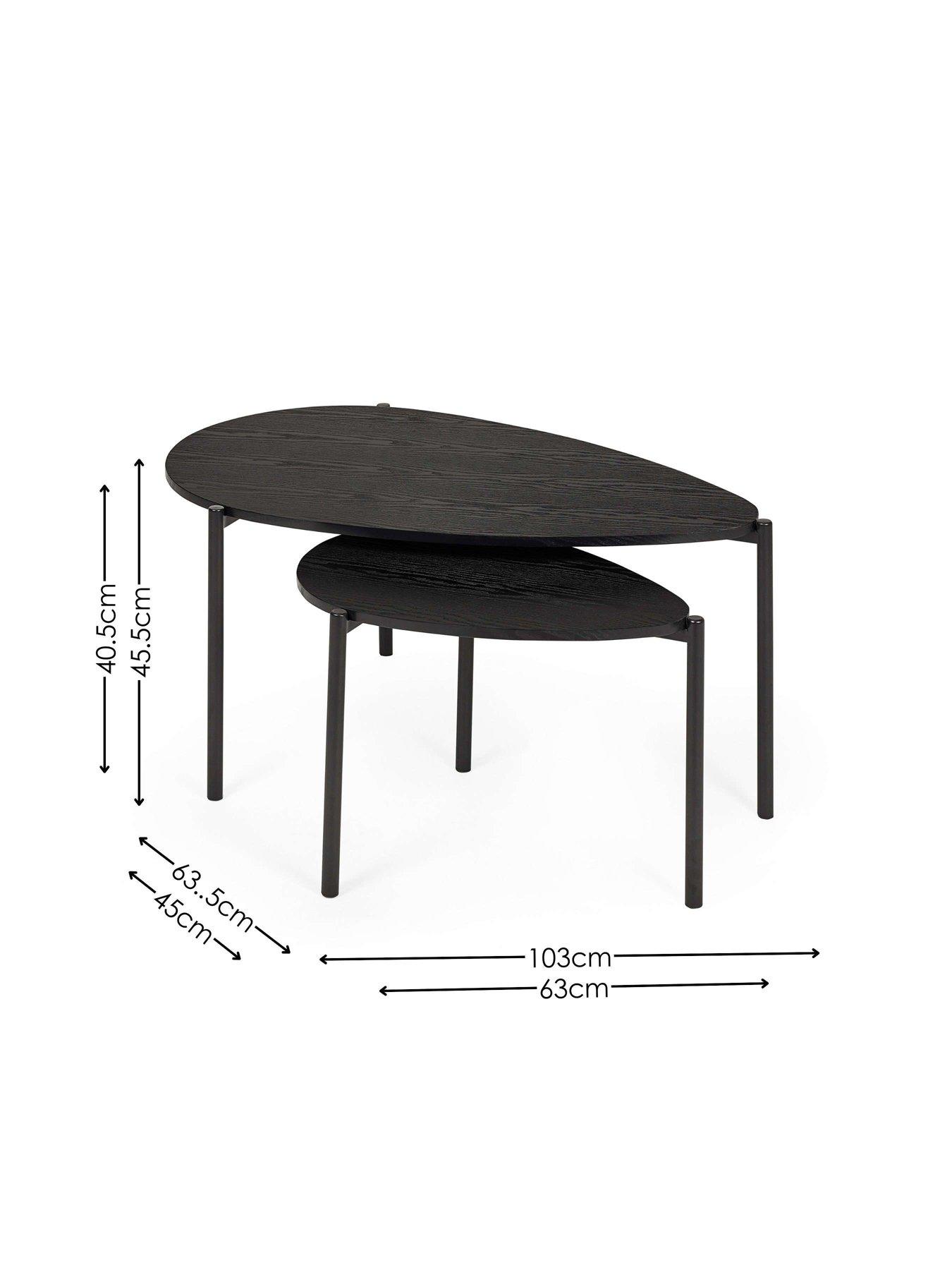 Image 6 of 6 of Julian Bowen Lorette Teardrop Nesting Coffee Tables - Black Ash