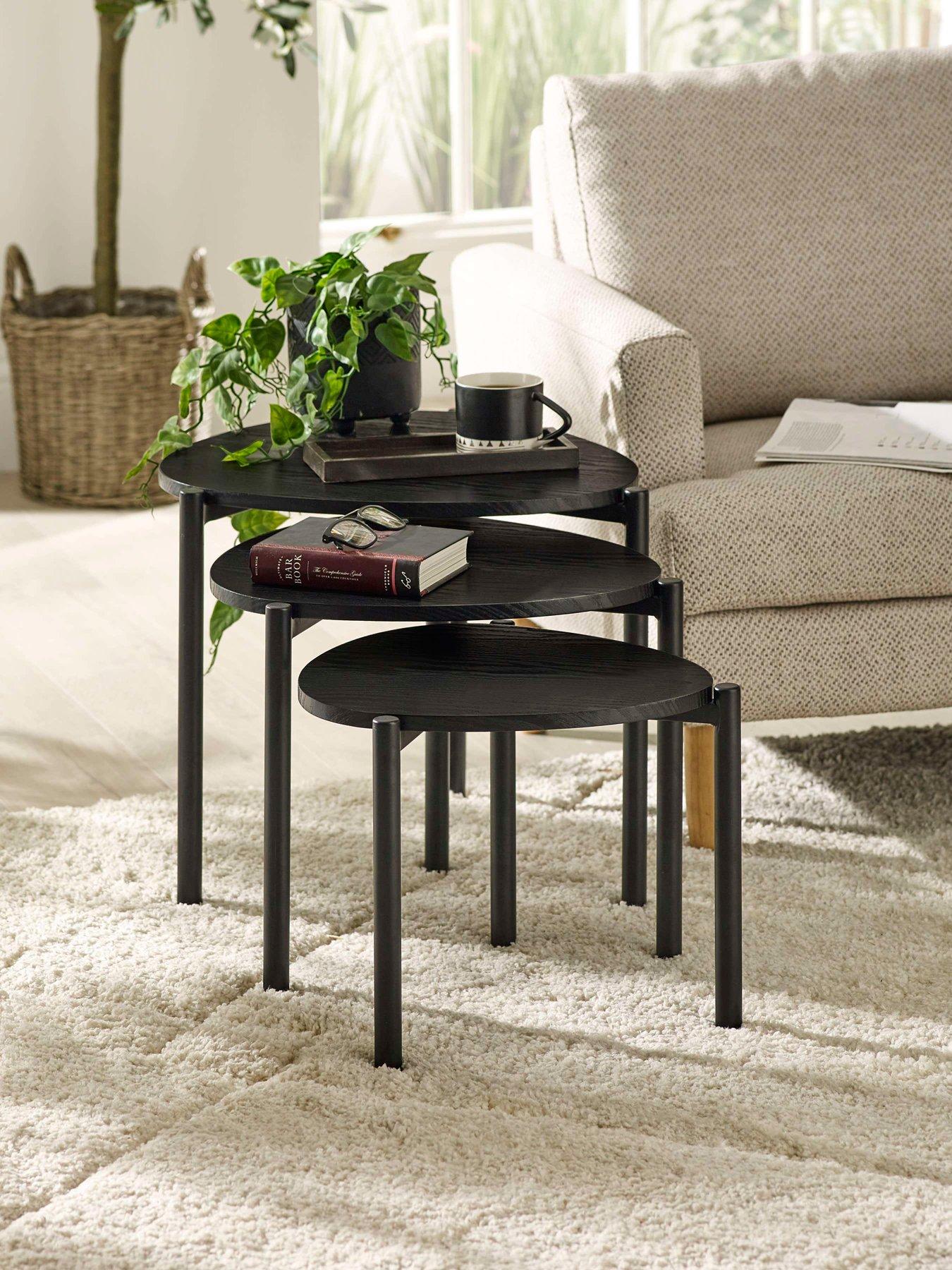 Image 1 of 6 of Julian Bowen Lorette Teardrop Nest Of Side Tables - Black Ash