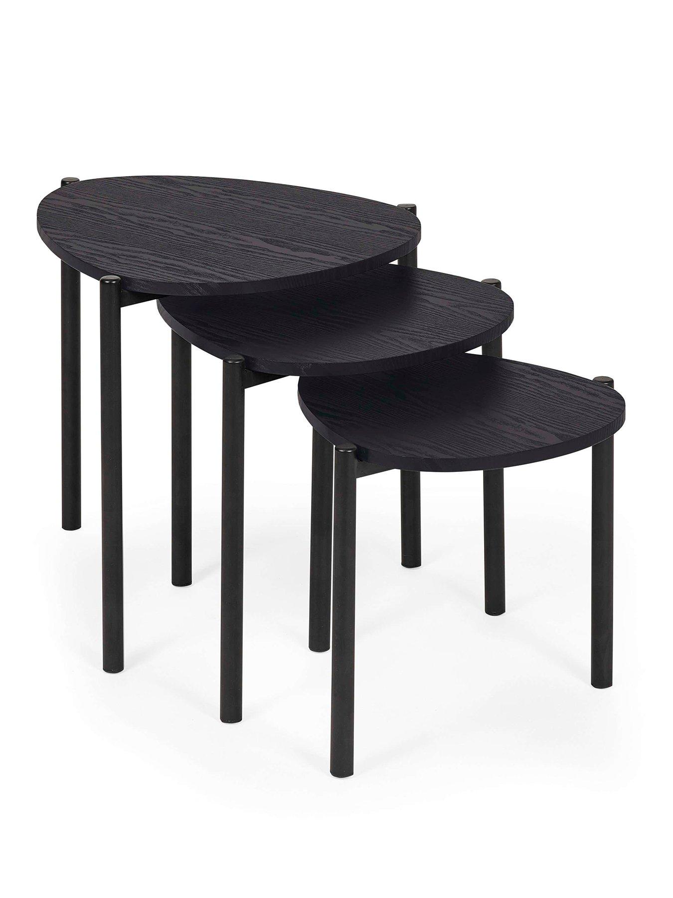 Image 2 of 6 of Julian Bowen Lorette Teardrop Nest Of Side Tables - Black Ash