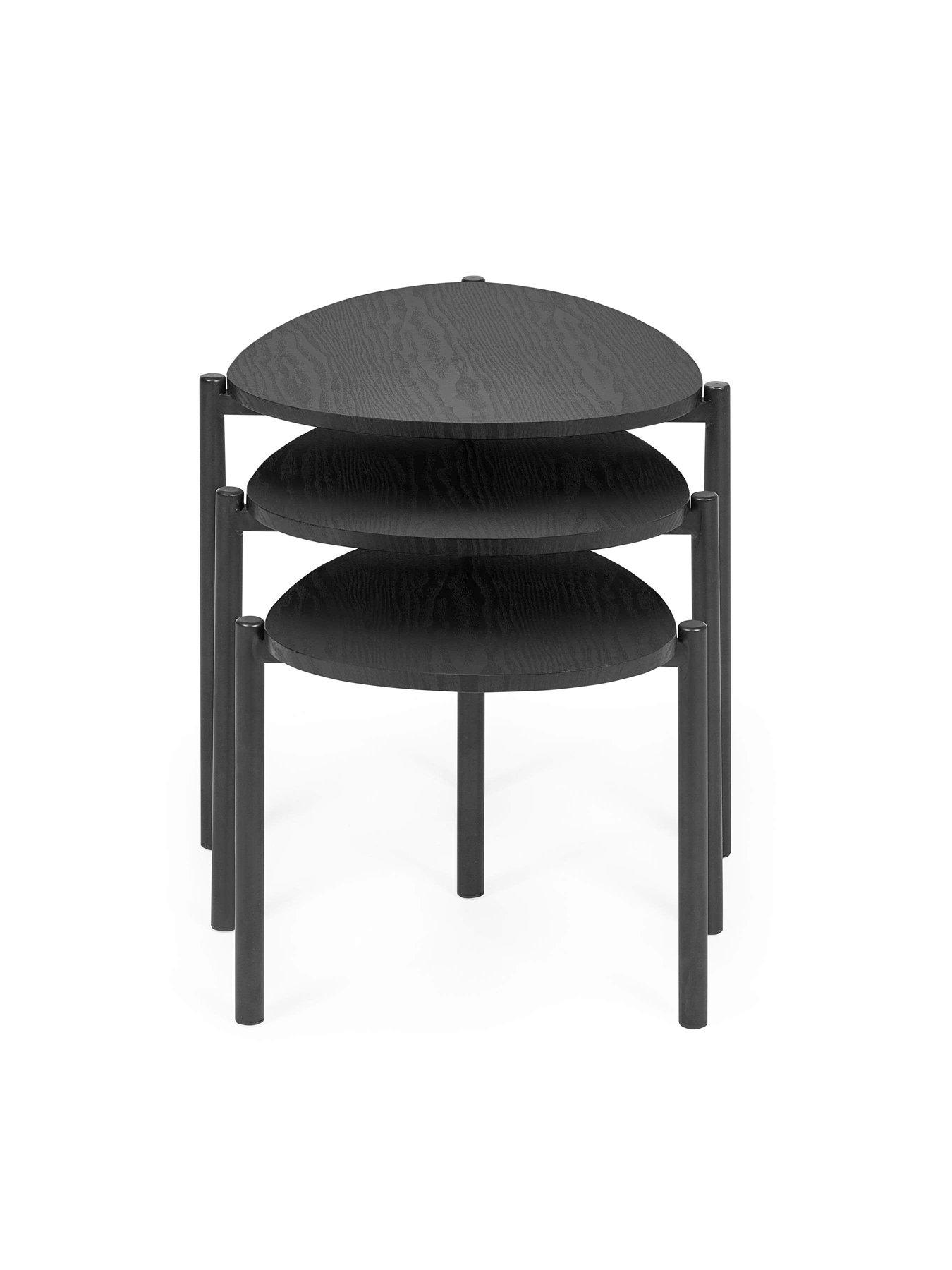 Image 3 of 6 of Julian Bowen Lorette Teardrop Nest Of Side Tables - Black Ash