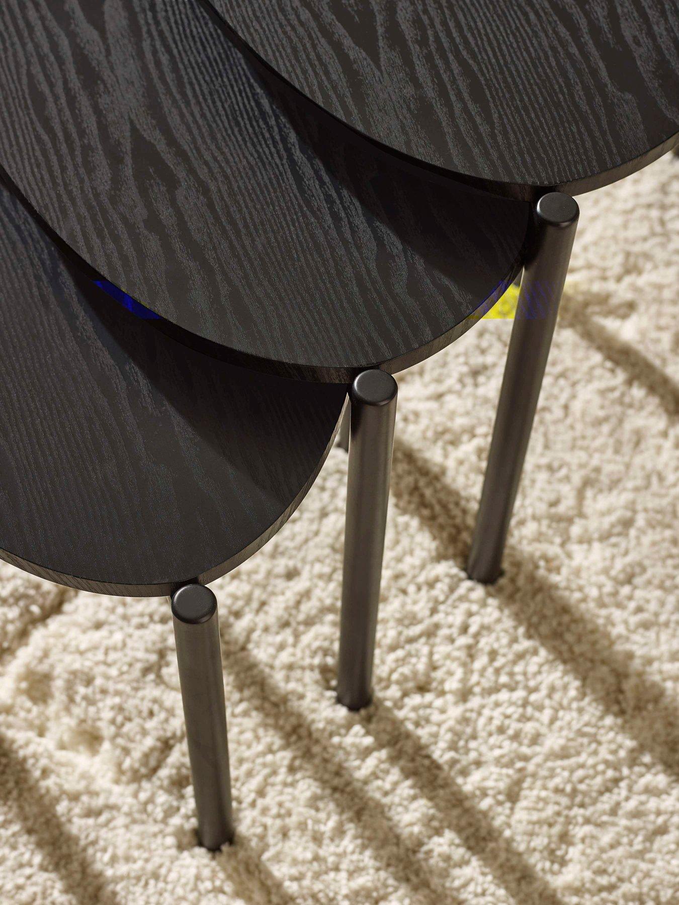 Image 4 of 6 of Julian Bowen Lorette Teardrop Nest Of Side Tables - Black Ash
