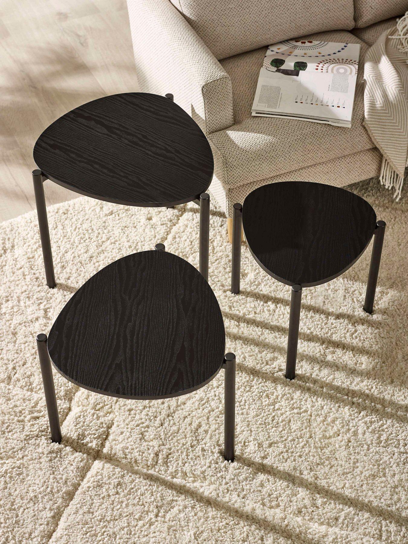 Image 5 of 6 of Julian Bowen Lorette Teardrop Nest Of Side Tables - Black Ash