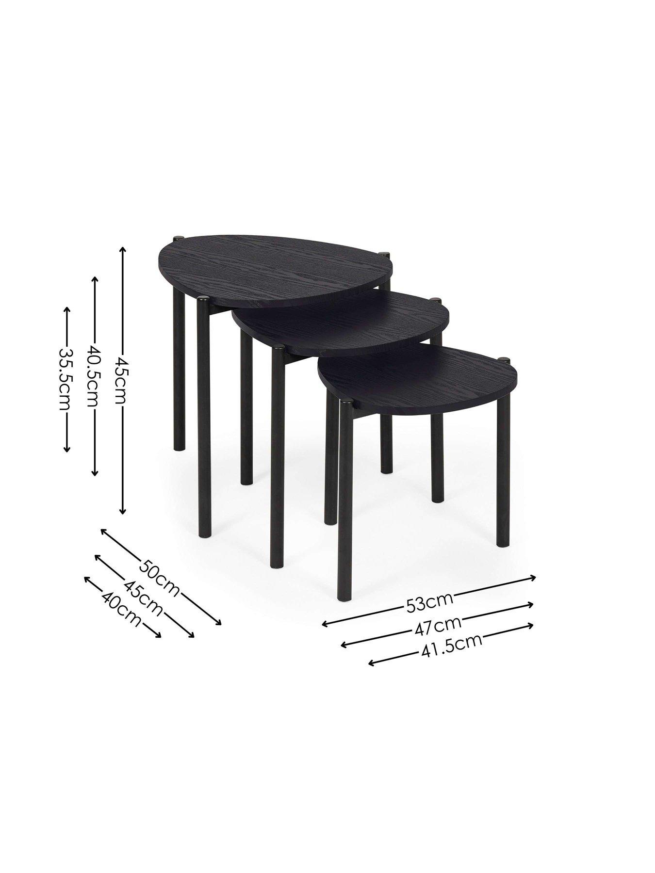 Image 6 of 6 of Julian Bowen Lorette Teardrop Nest Of Side Tables - Black Ash