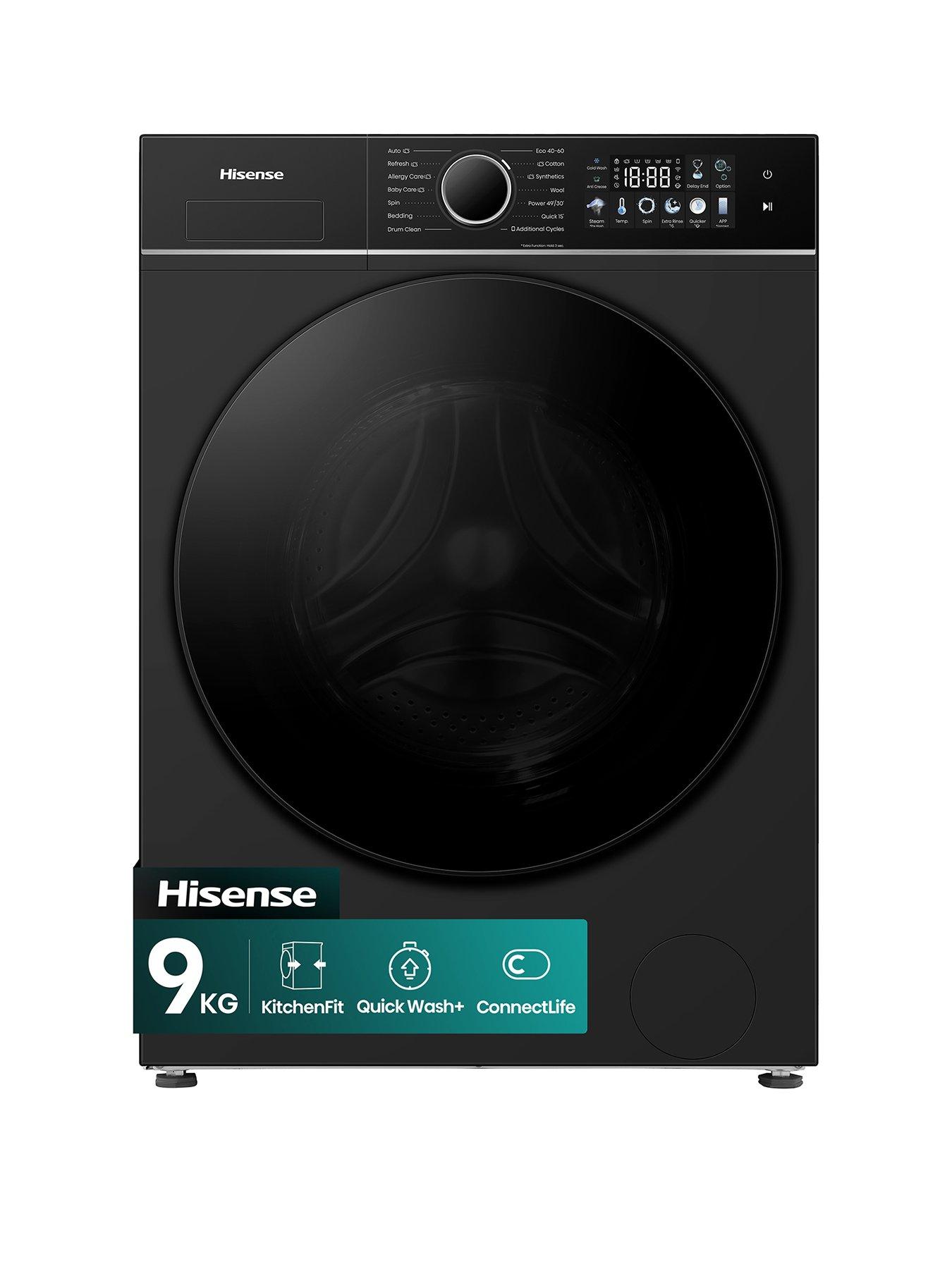 Hisense KitchenFit 3i Series WF3I9043BBFS2 WiFi-enabled 9kg, 1400 Spin Washing Machine - Black - A Rated