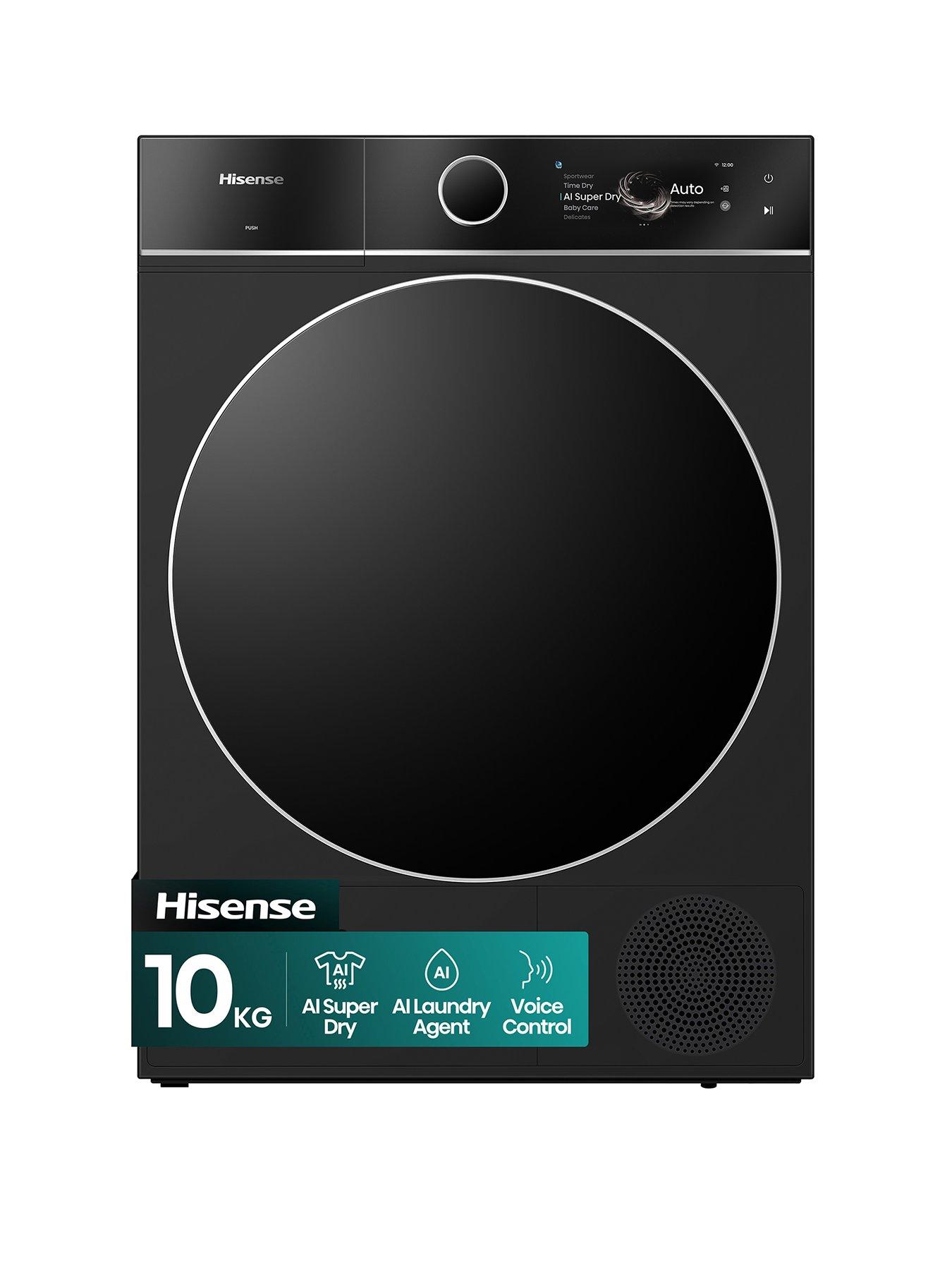 Hisense 3D Drying 7i Series DH7I108BBAB1 WiFi-enabled 10kg, AI Heat Pump Tumble Dryer with Voice Control - Black - A+++ Rated