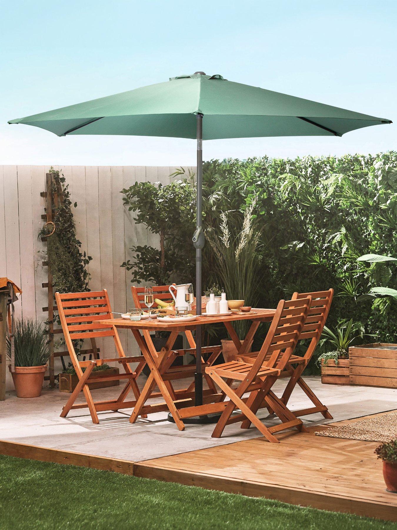 Vonhaus Dark Green 2.7m Steel Garden Parasol