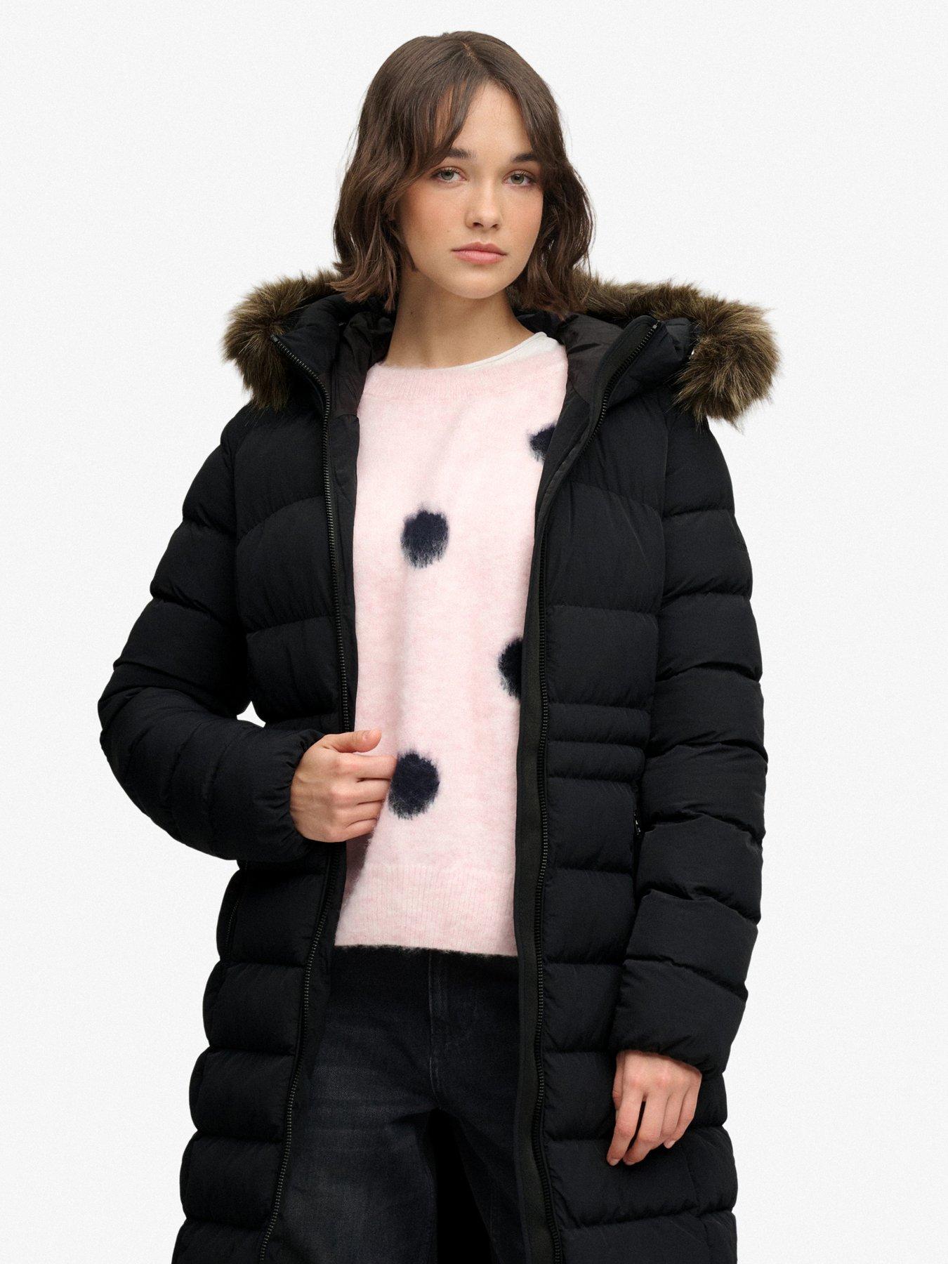 Image 1 of 7 of Superdry Hooded Faux Fur Fuji Longline