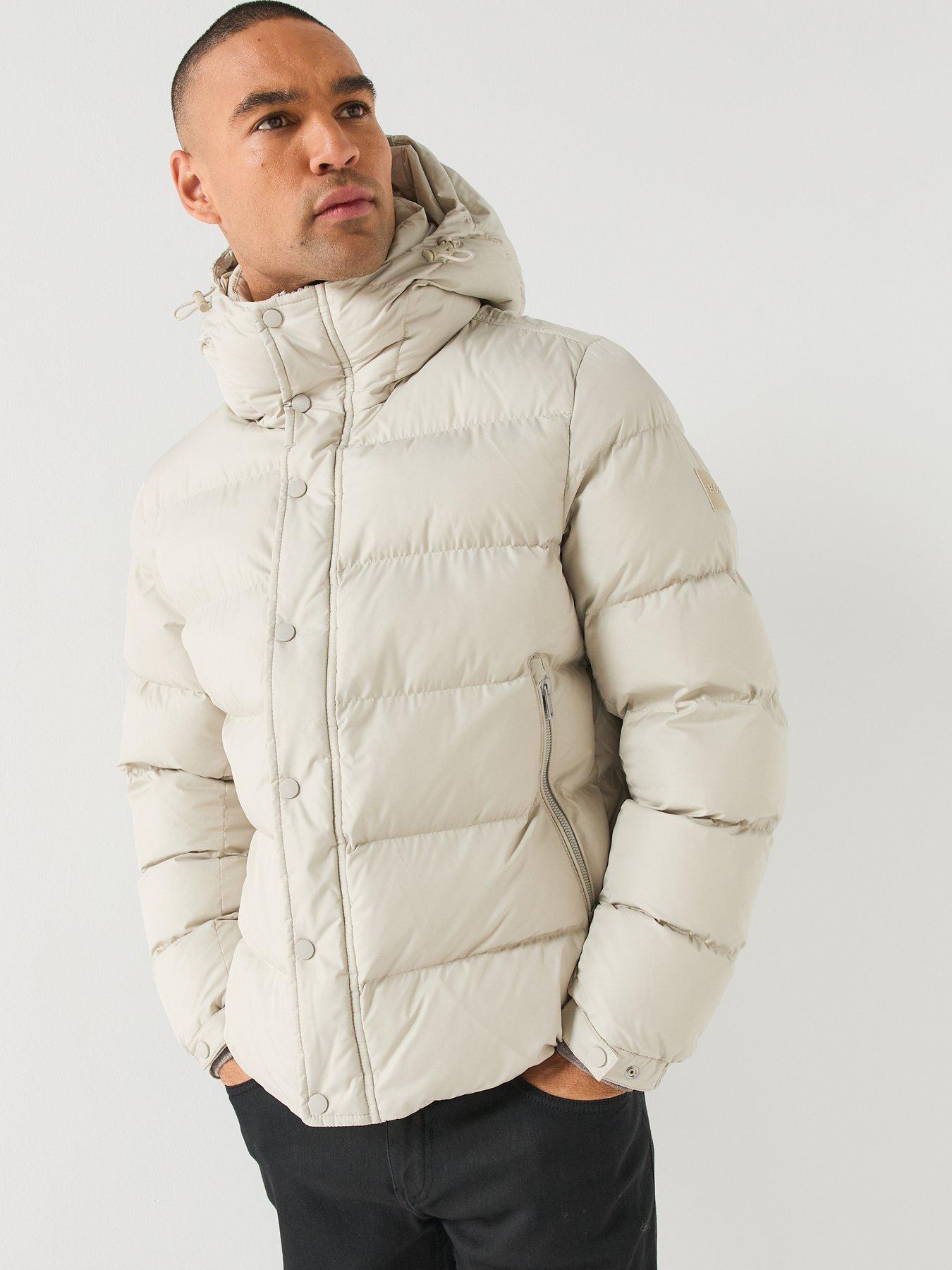 Image 1 of 6 of BOSS Mens Omaris Hooded Padded Jacket - Light Beige