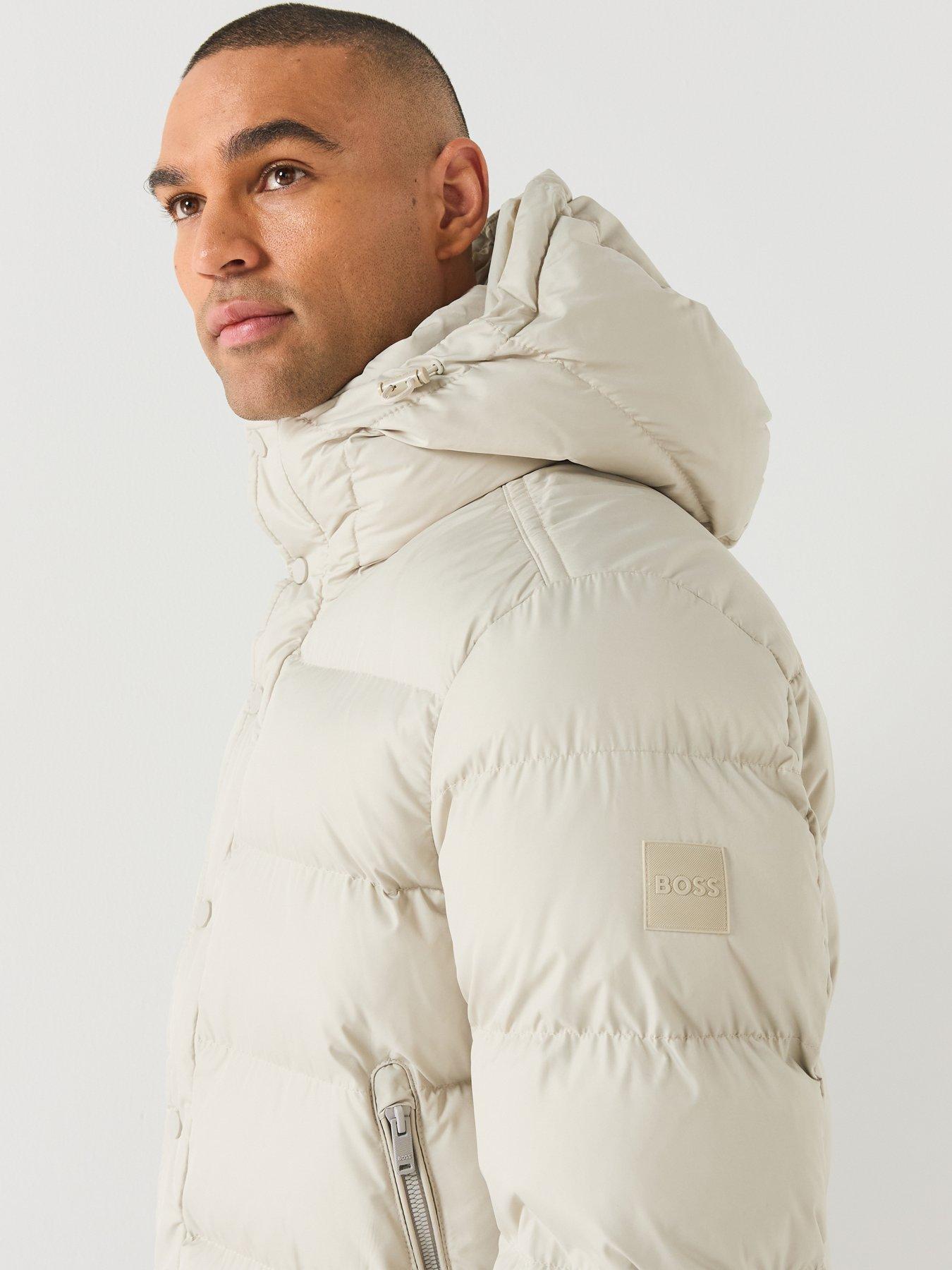 Image 4 of 6 of BOSS Mens Omaris Hooded Padded Jacket - Light Beige