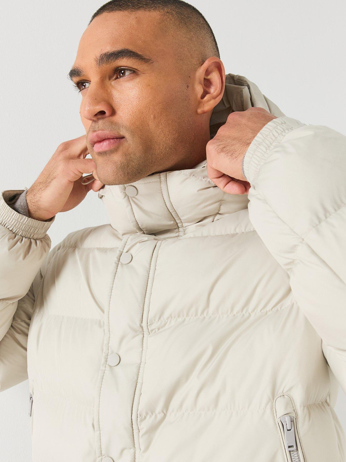 Image 5 of 6 of BOSS Mens Omaris Hooded Padded Jacket - Light Beige