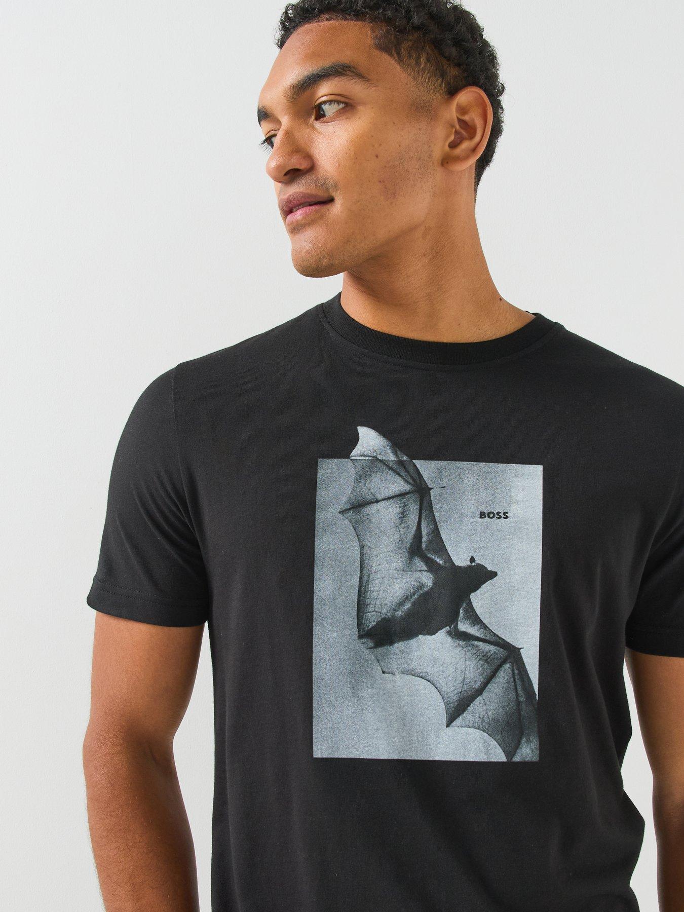 Image 4 of 6 of BOSS Te_Being Bat Graphic Regular Fit T-Shirt - Black