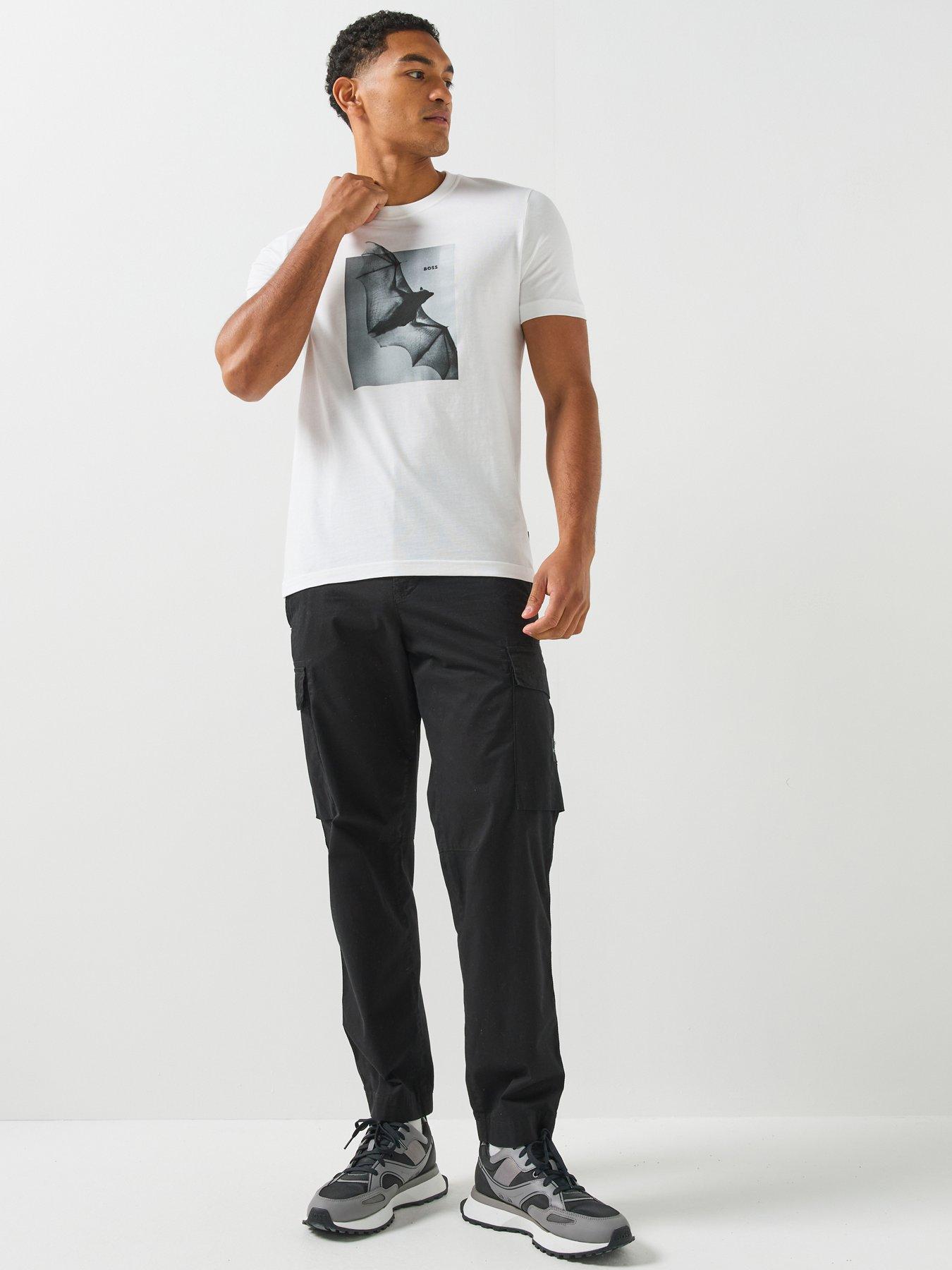 Image 3 of 6 of BOSS Te_Being Bat Graphic Regular Fit T-Shirt - White