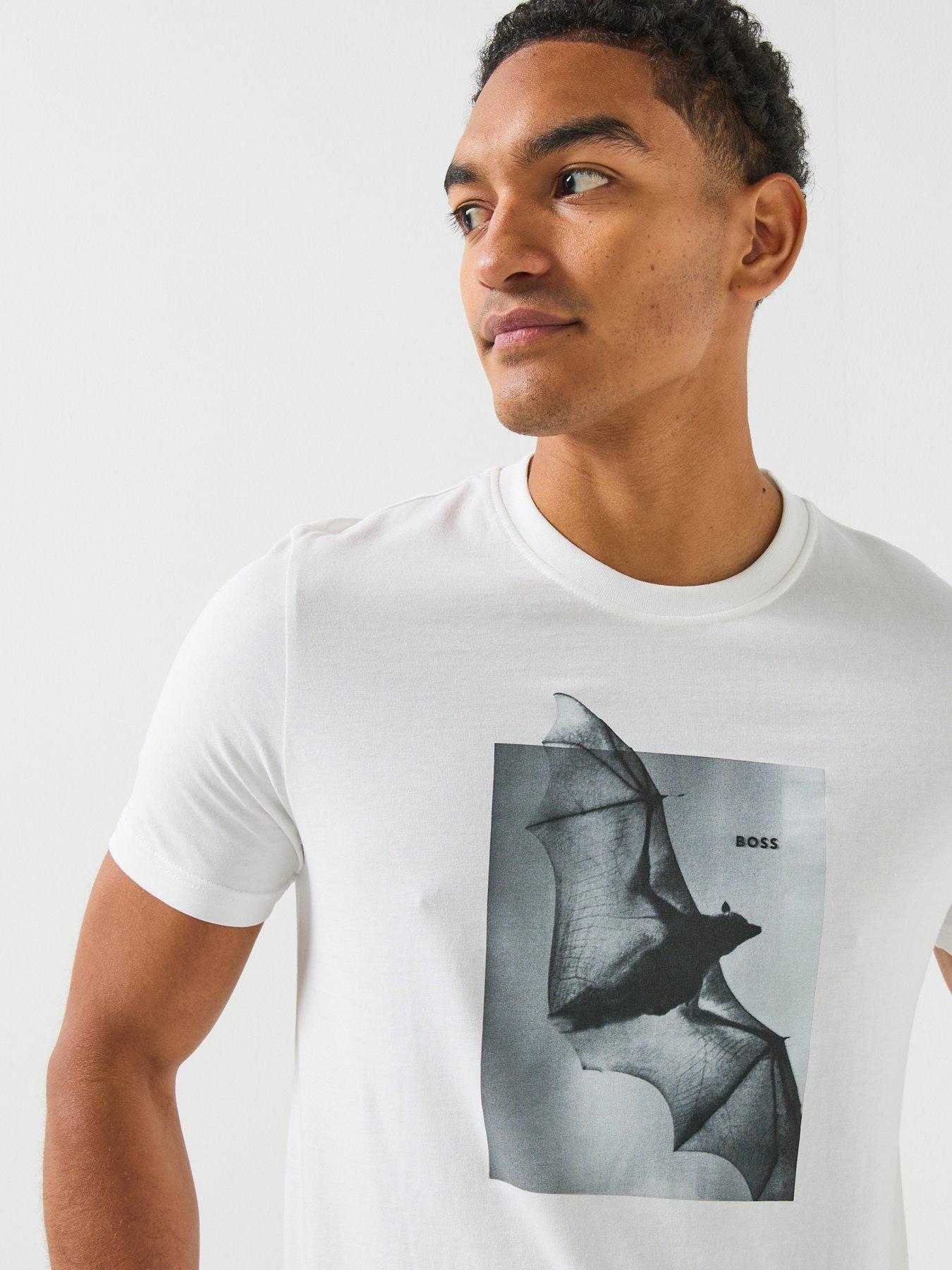 Image 5 of 6 of BOSS Te_Being Bat Graphic Regular Fit T-Shirt - White